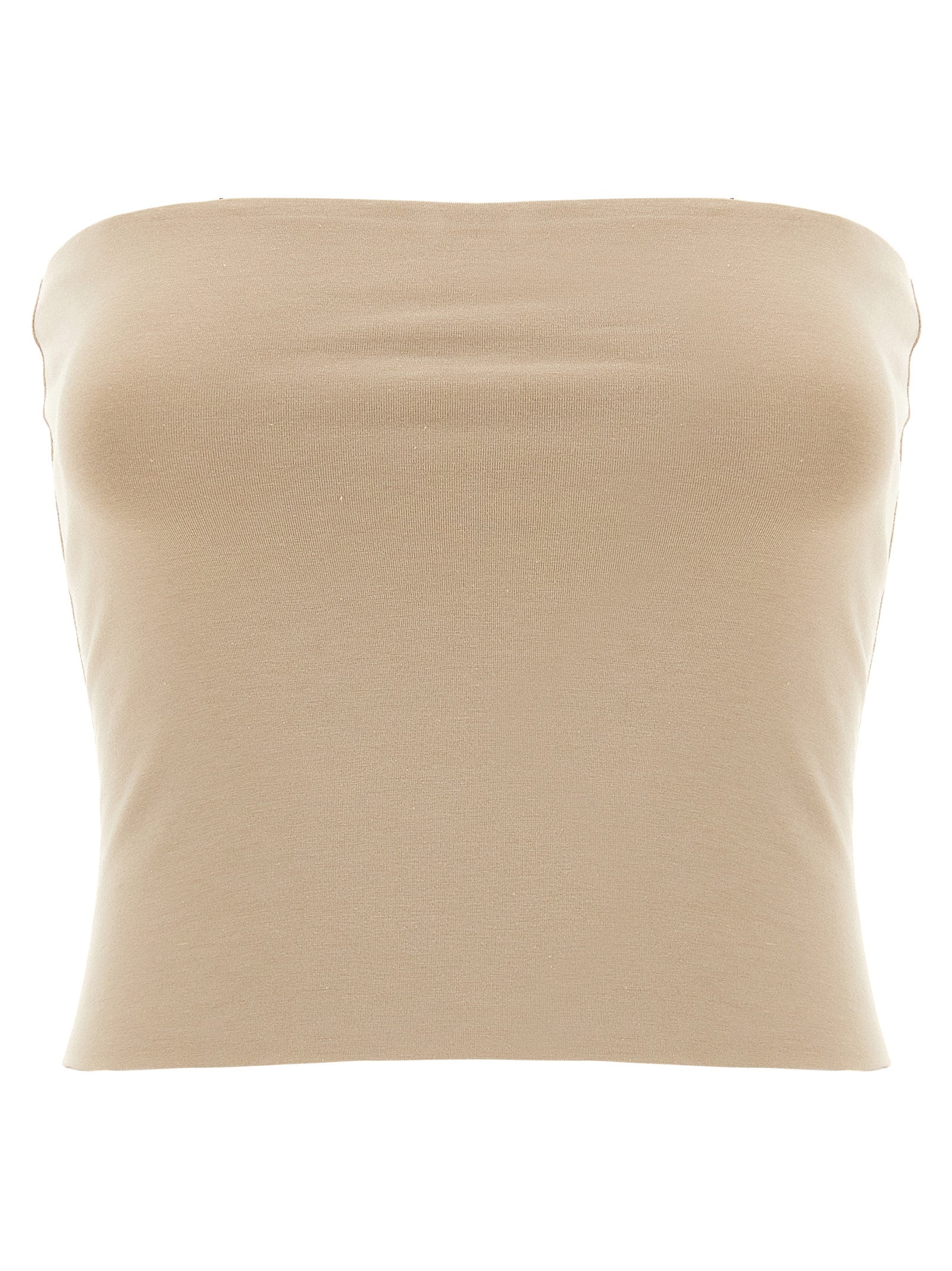 Brunello Cucinelli Beige Cotton Sleeveles Women's T-Shirt