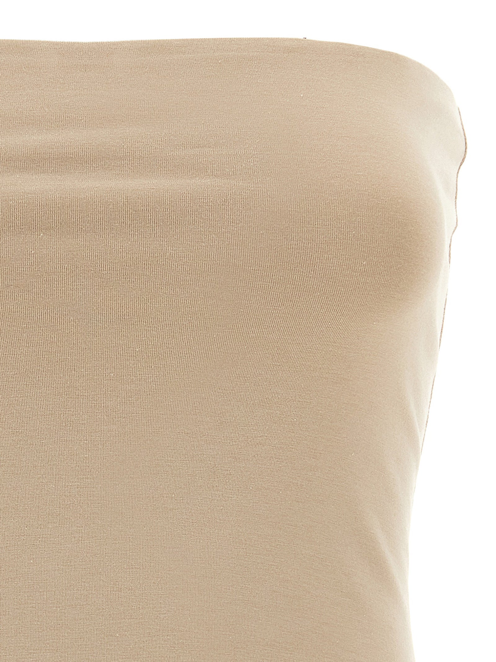 Brunello Cucinelli Beige Cotton Sleeveles Women's T-Shirt
