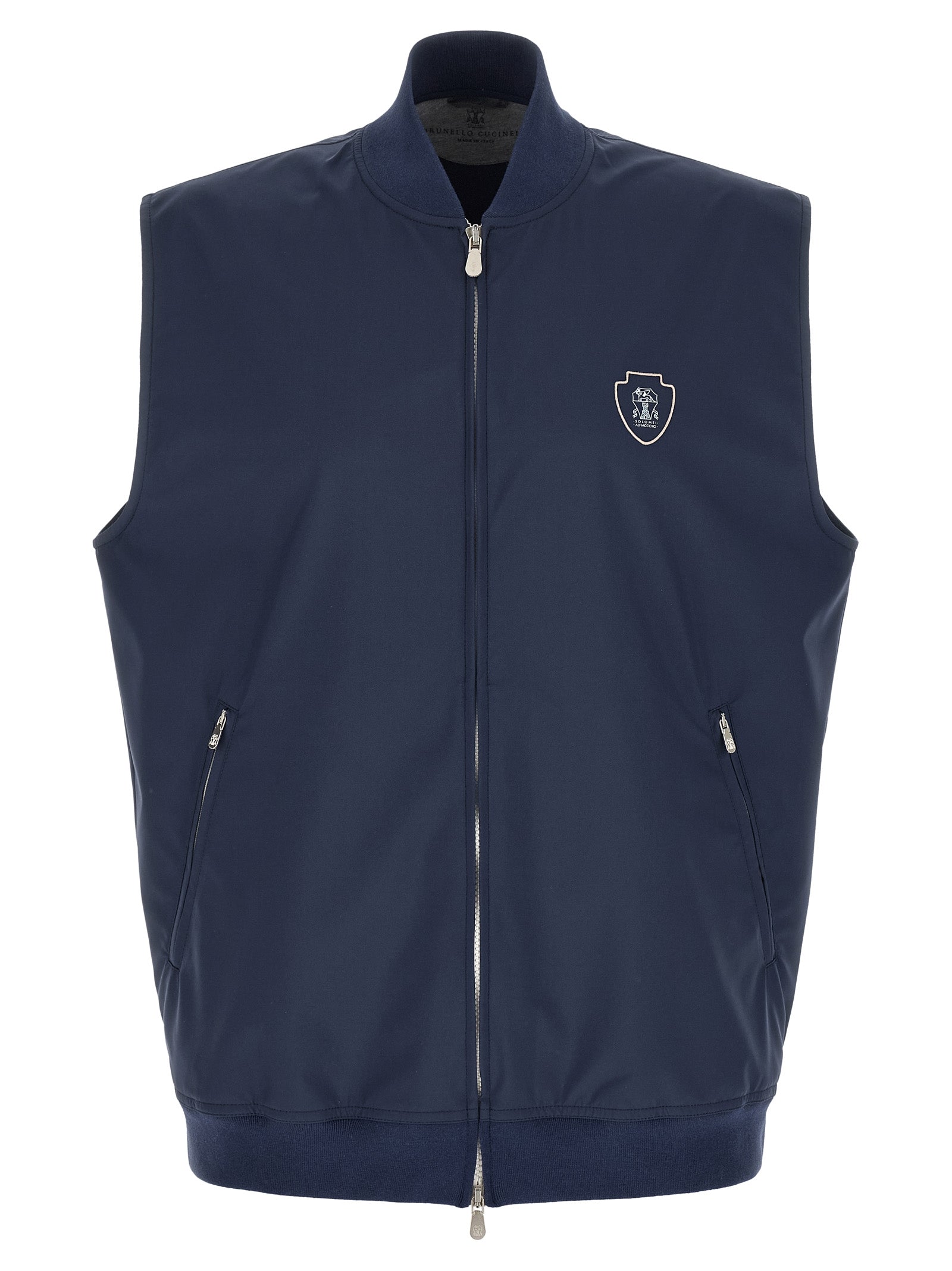 Brunello Cucinelli Blue Polyester Sleeveless Men's Jacket