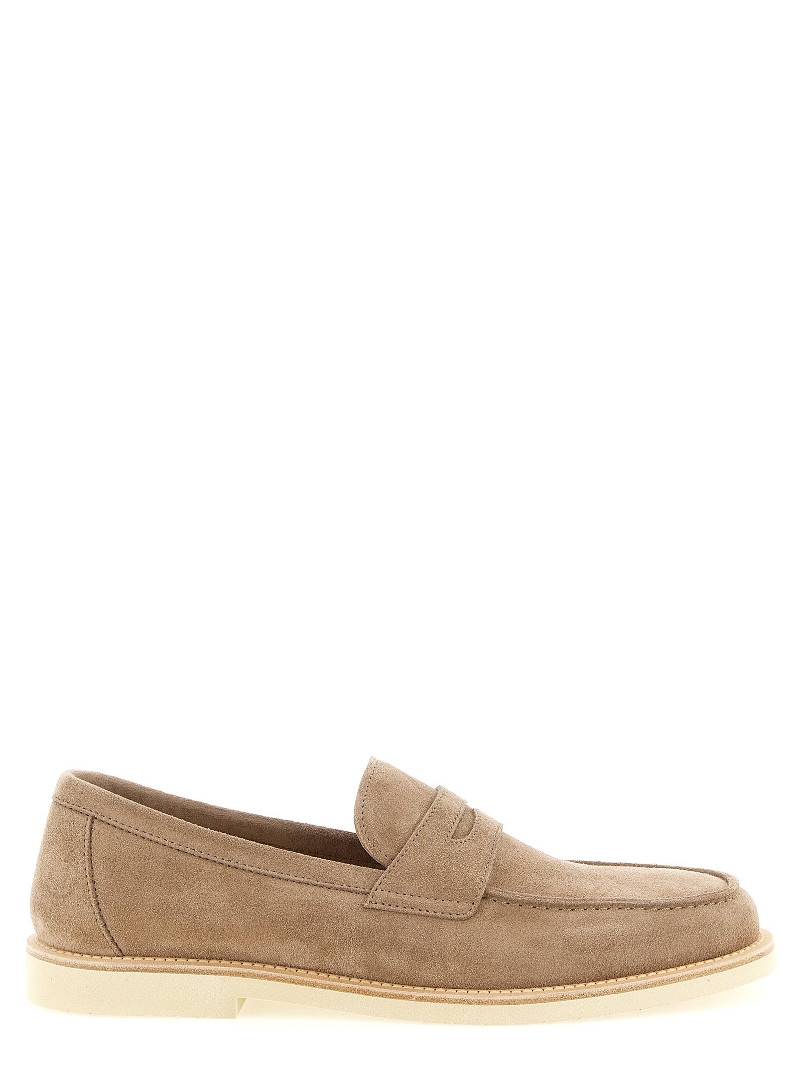 Brunello Cucinelli Beige Calfskin Slip-On Men's Loafers