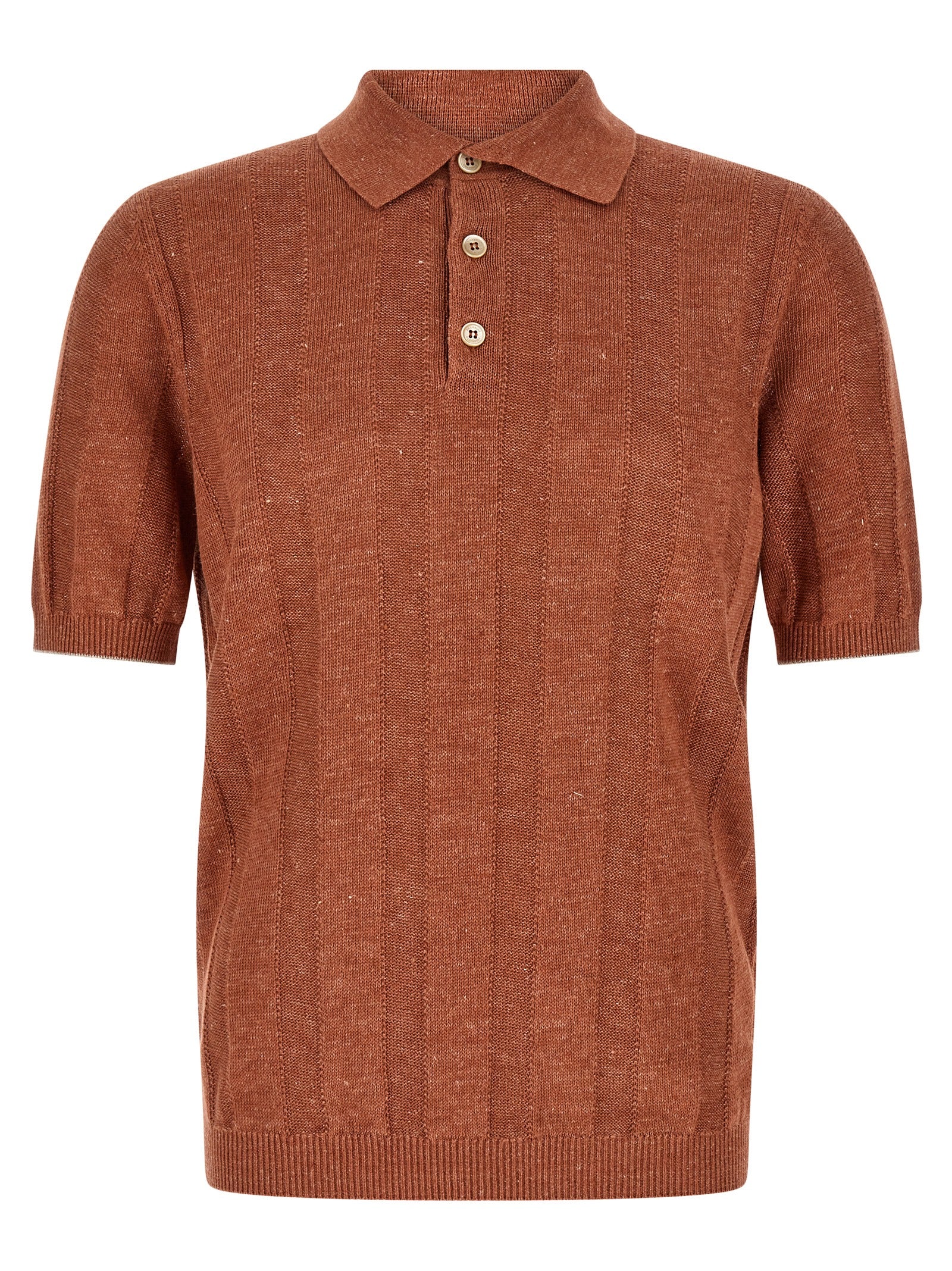 Brunello Cucinelli Orange Linen Polo Men's Shirt