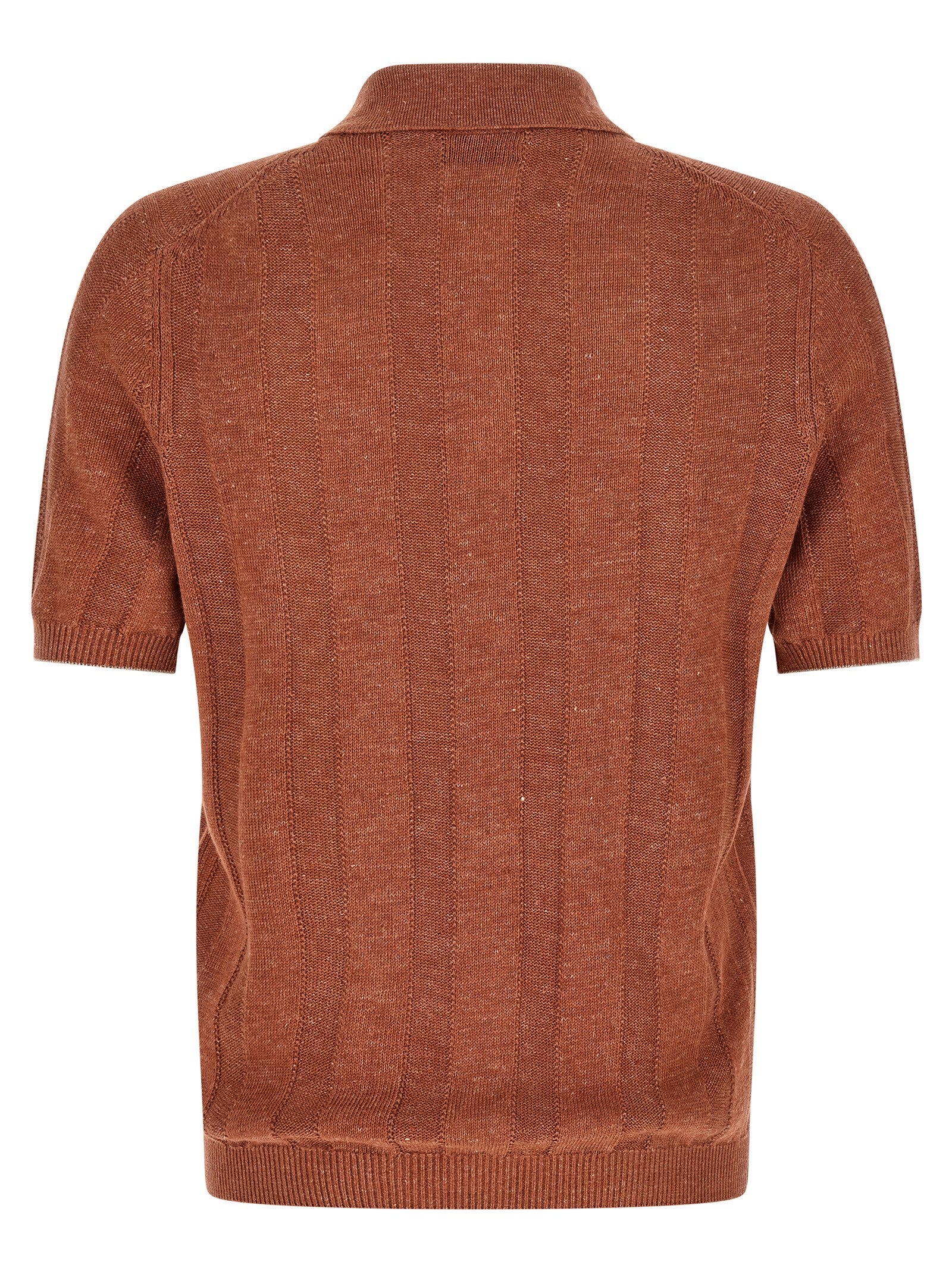 Brunello Cucinelli Orange Linen Polo Men's Shirt
