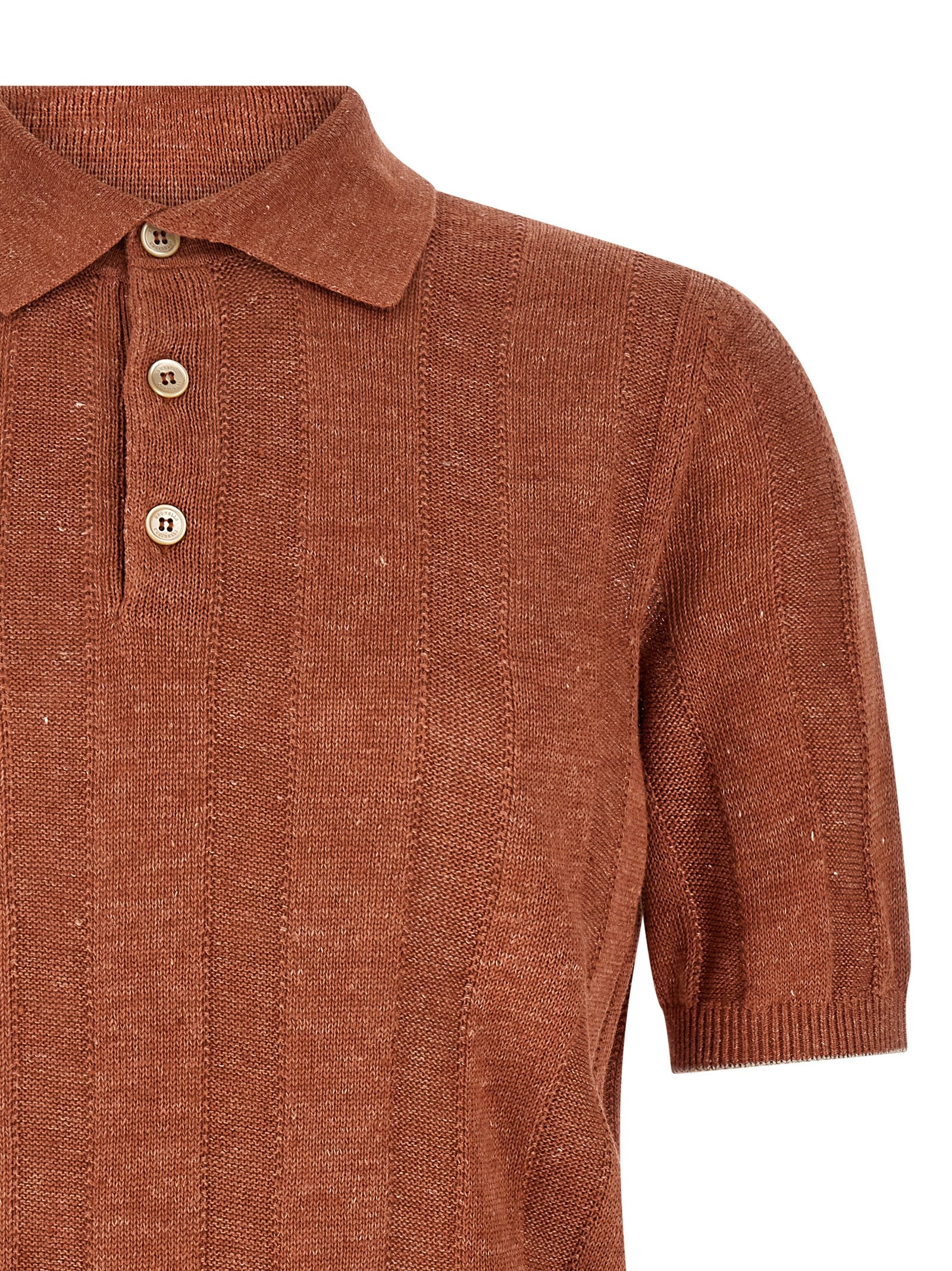 Brunello Cucinelli Orange Linen Polo Men's Shirt
