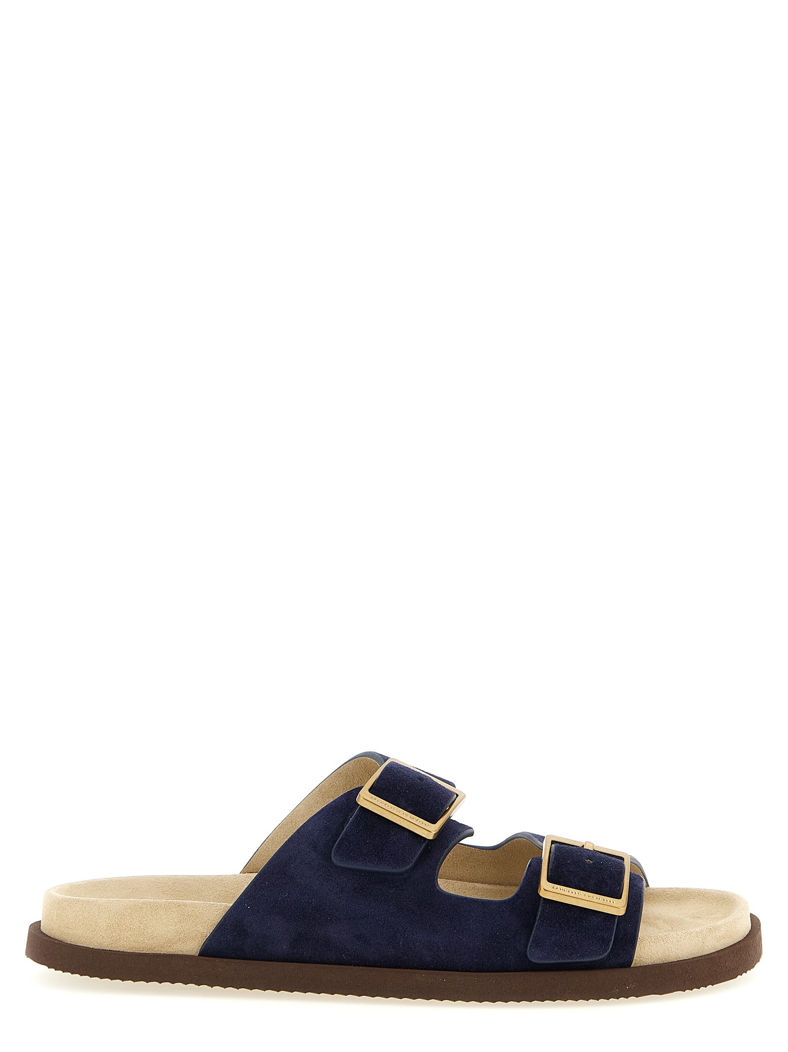 Brunello Cucinelli Blue Calfskin Men's Slides