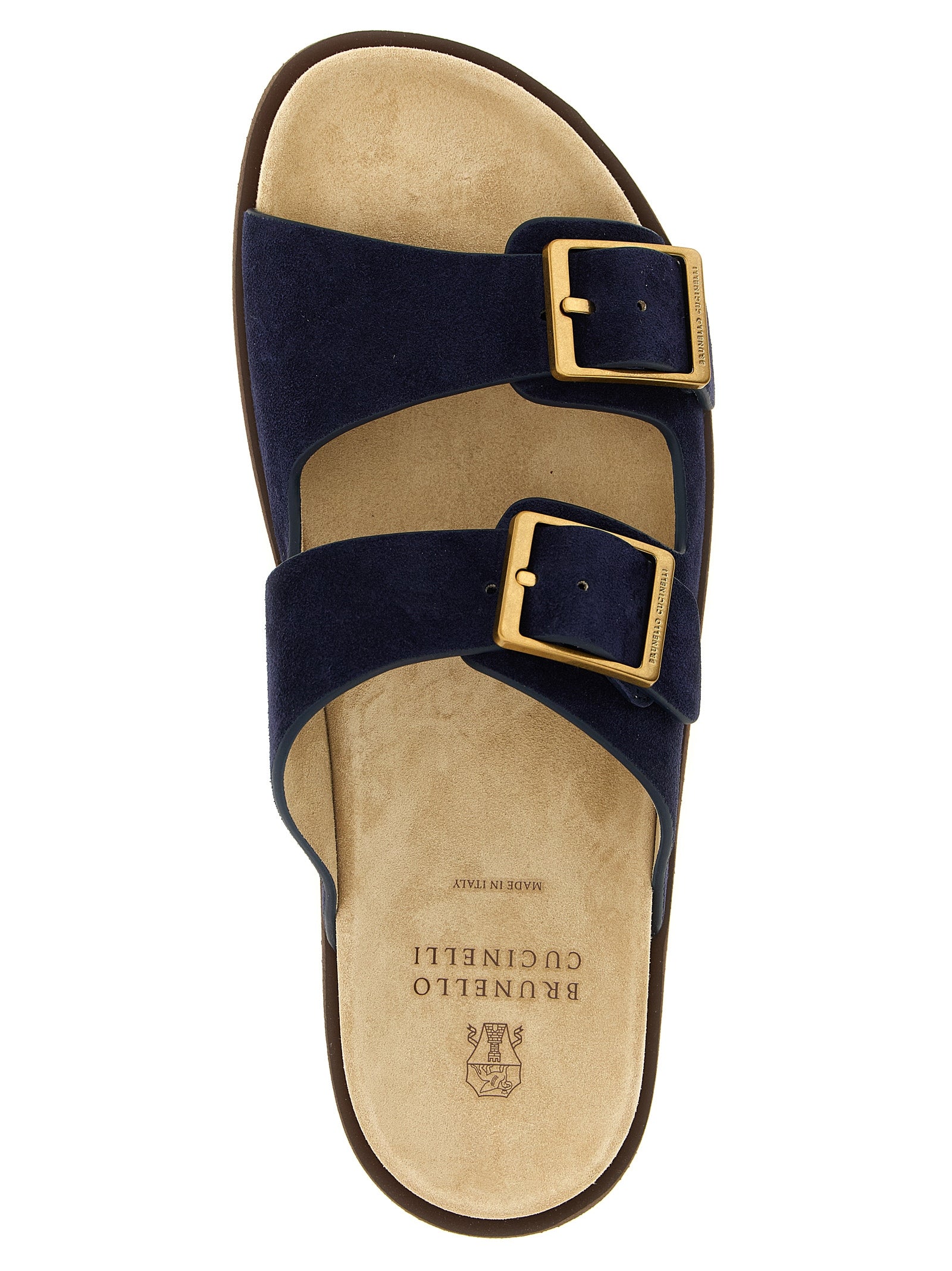 Brunello Cucinelli Blue Calfskin Men's Slides