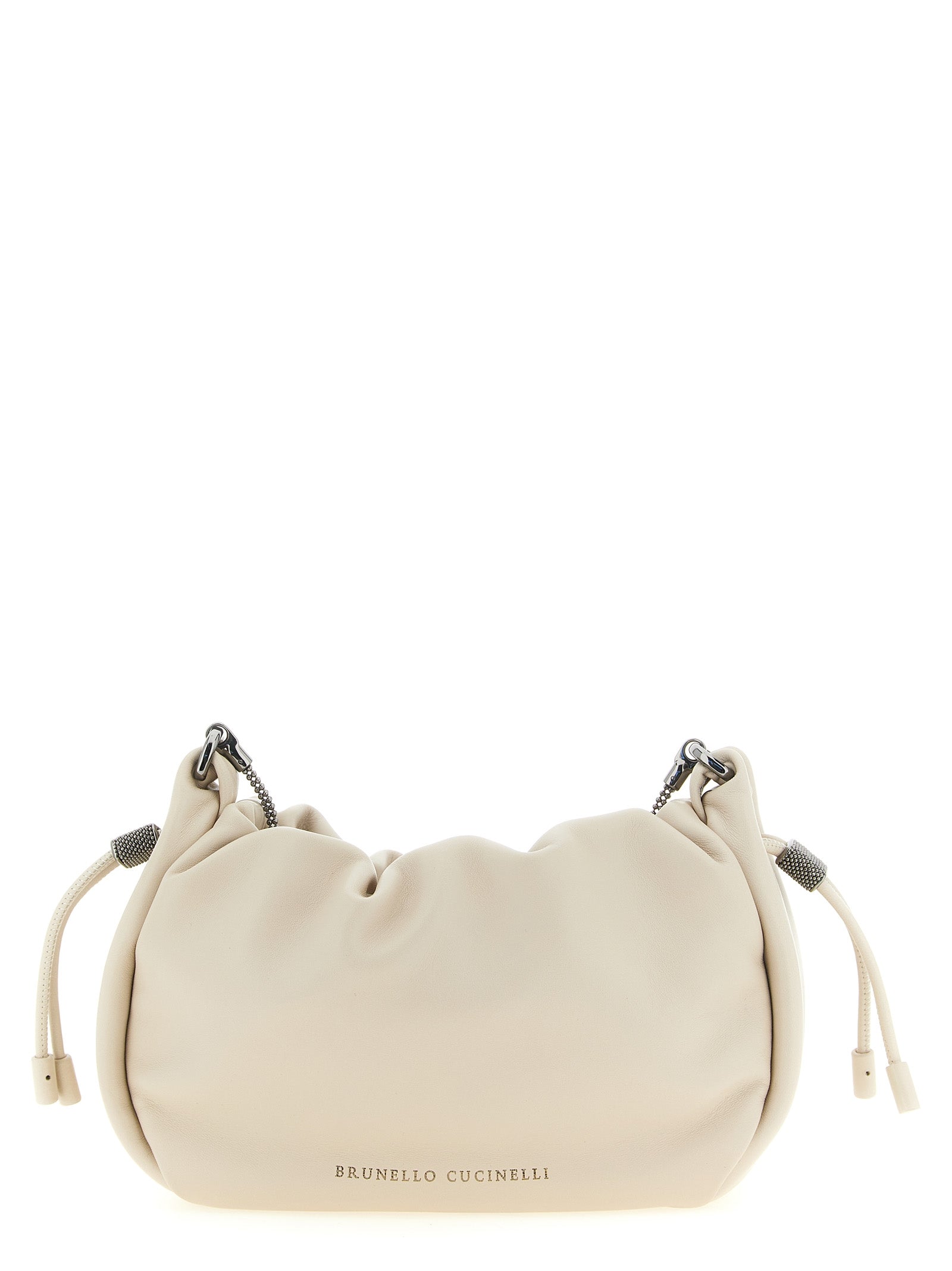 Brunello Cucinelli White Lamb Leather Crossbody Women's Bag