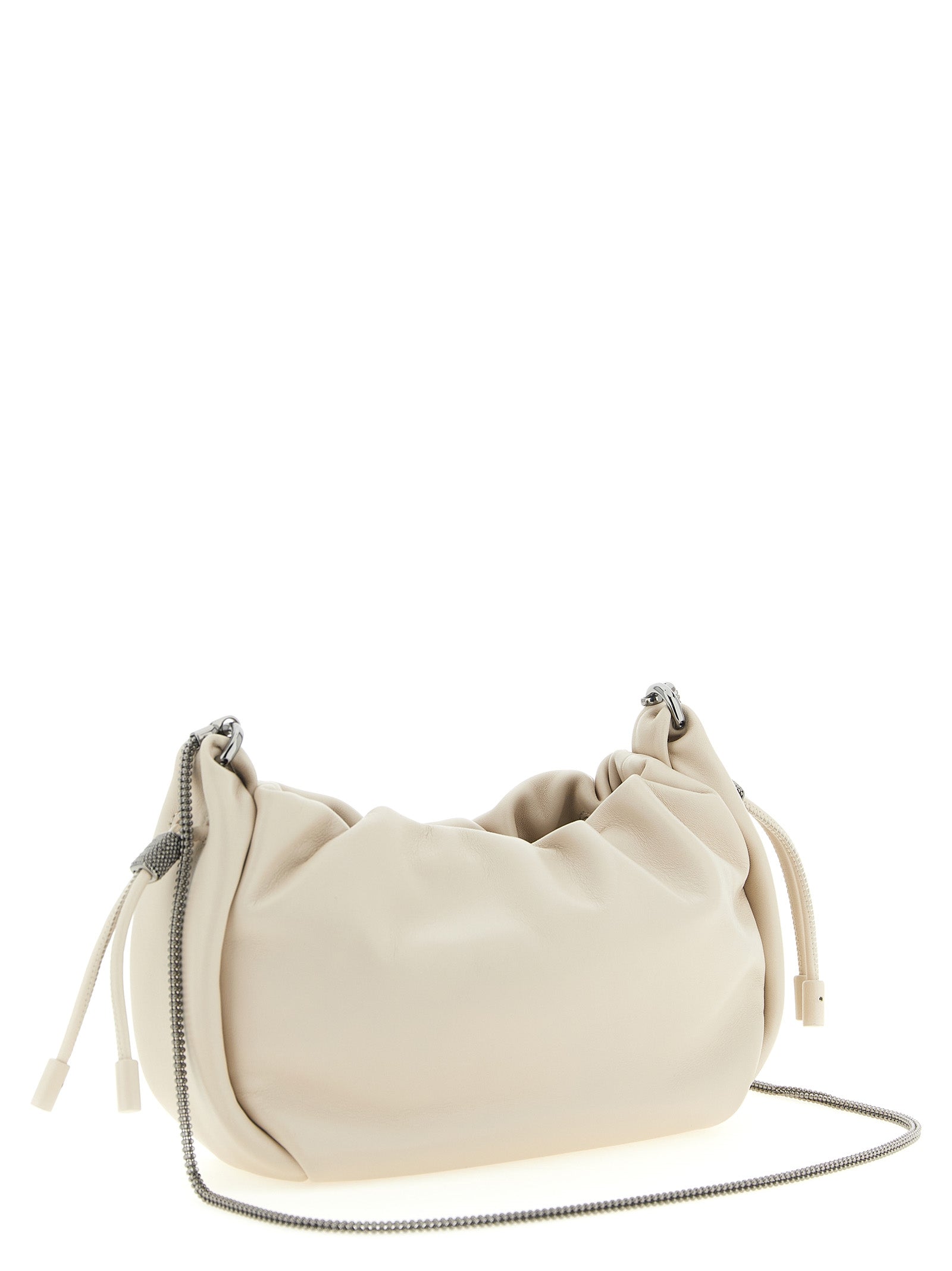 Brunello Cucinelli White Lamb Leather Crossbody Women's Bag