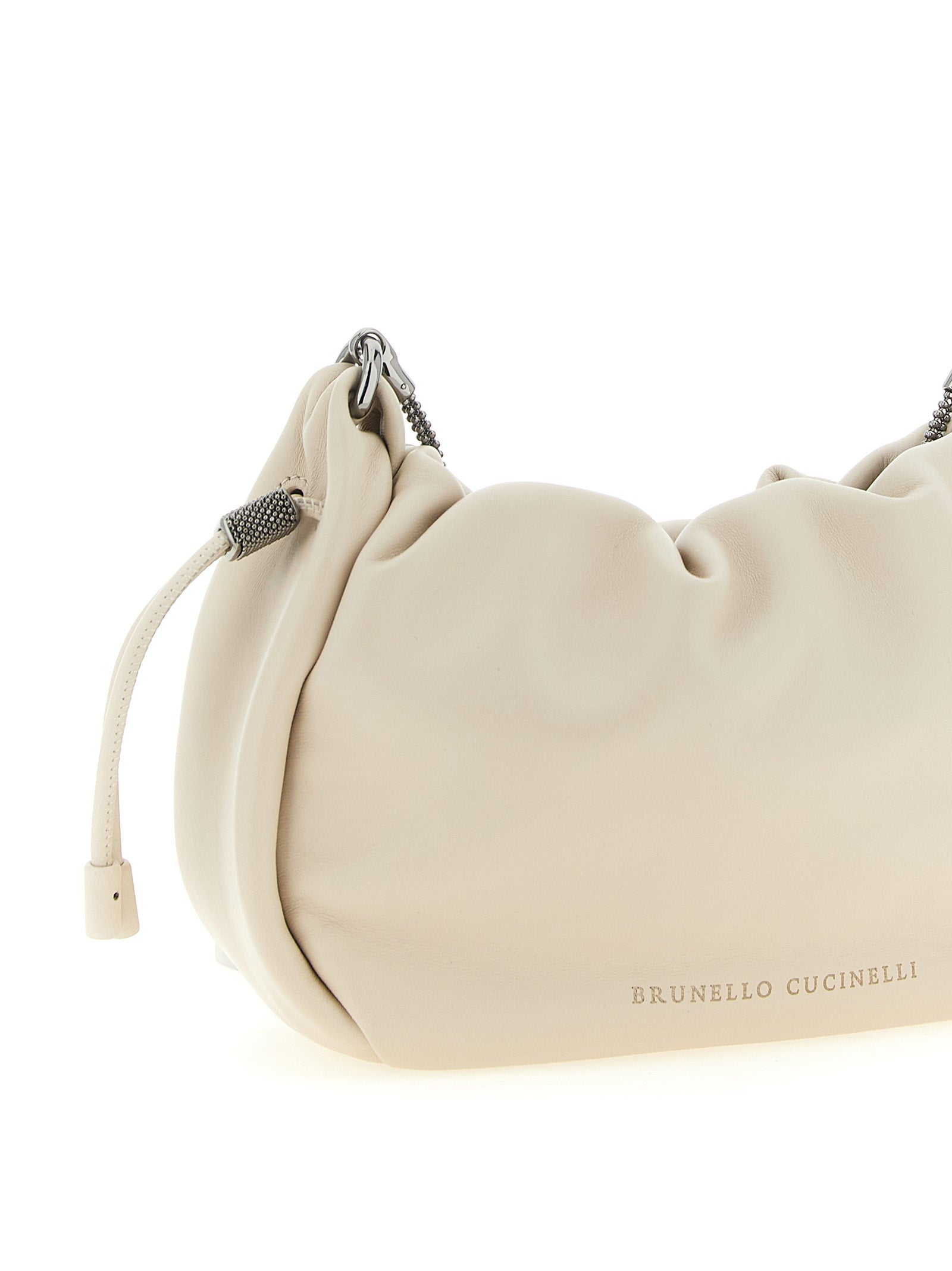 Brunello Cucinelli White Lamb Leather Crossbody Women's Bag