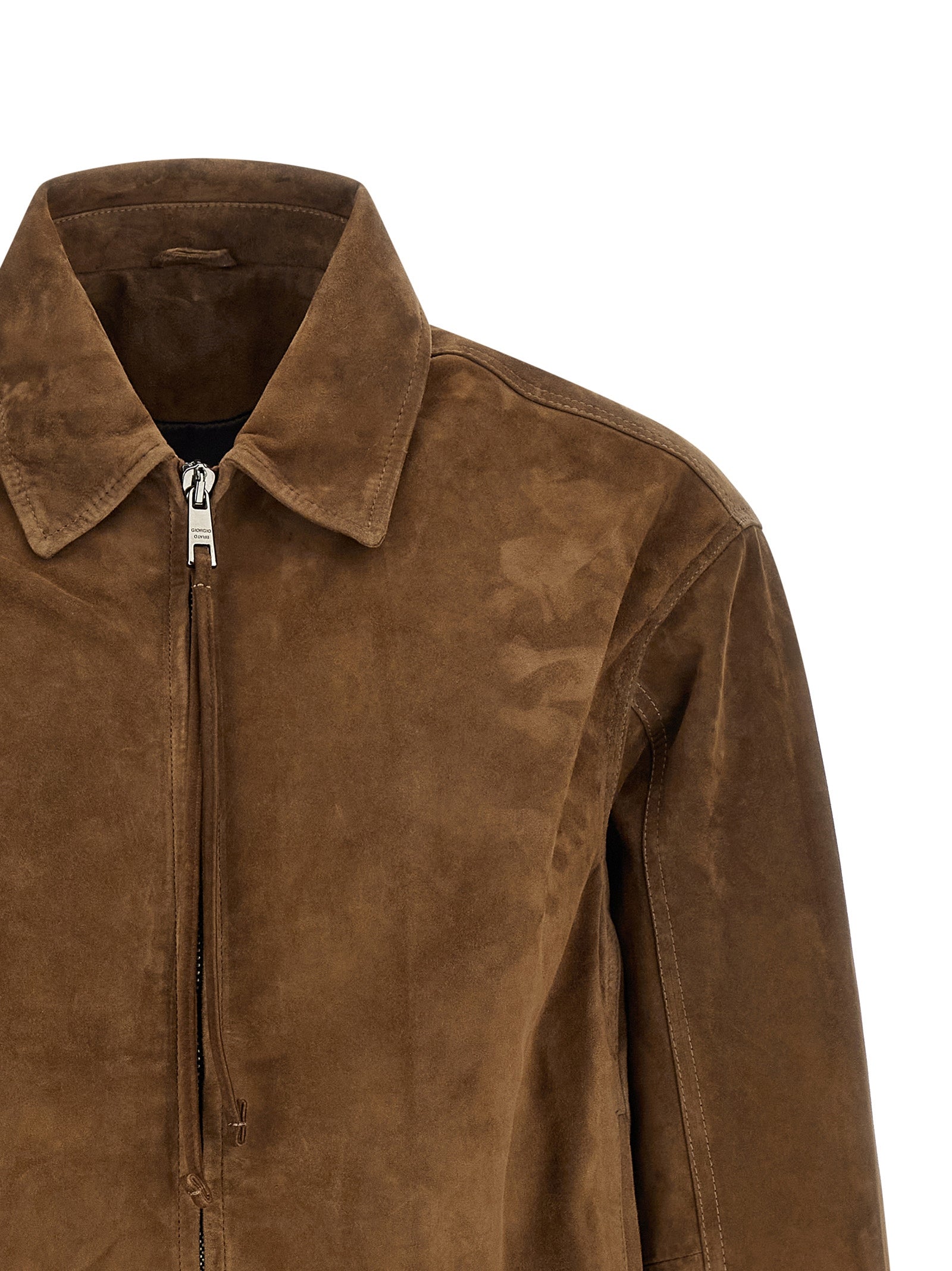GIORGIO BRATO Brown Calfskin Leather Men's Jacket