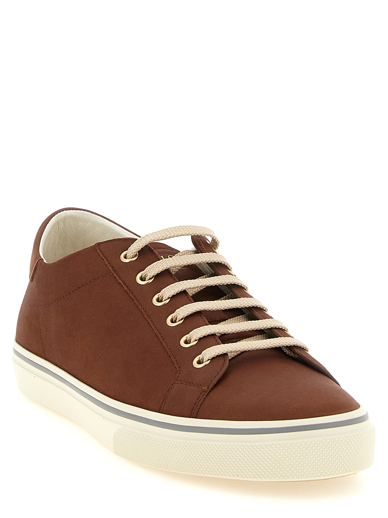 Brunello Cucinelli Brown Calfskin Low Top Men's Sneakers