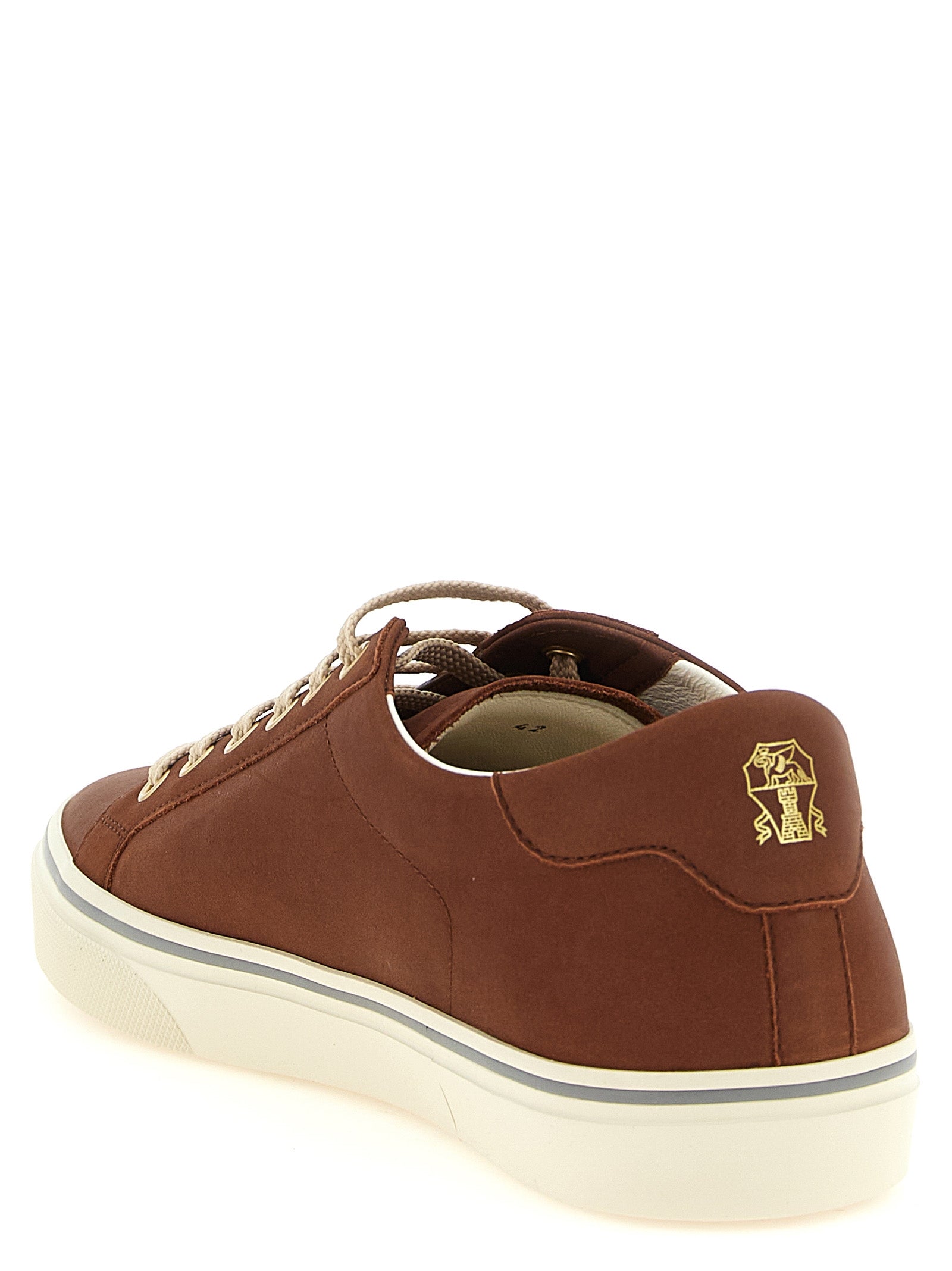 Brunello Cucinelli Brown Calfskin Low Top Men's Sneakers
