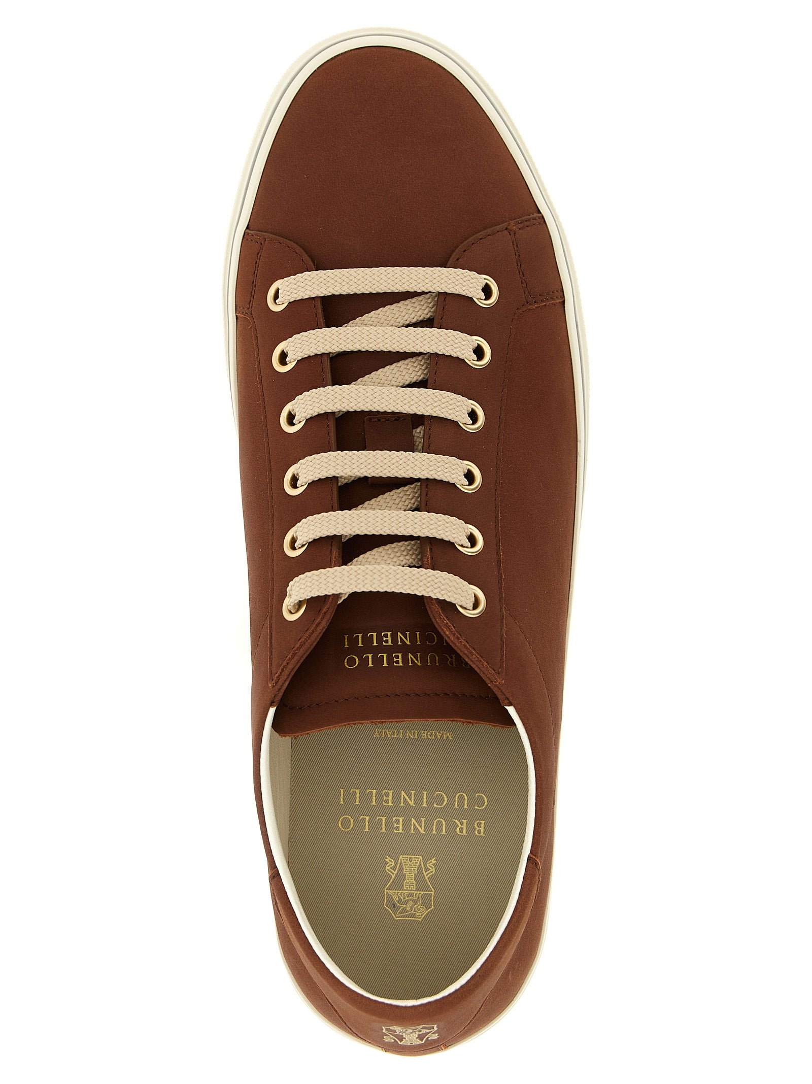 Brunello Cucinelli Brown Calfskin Low Top Men's Sneakers