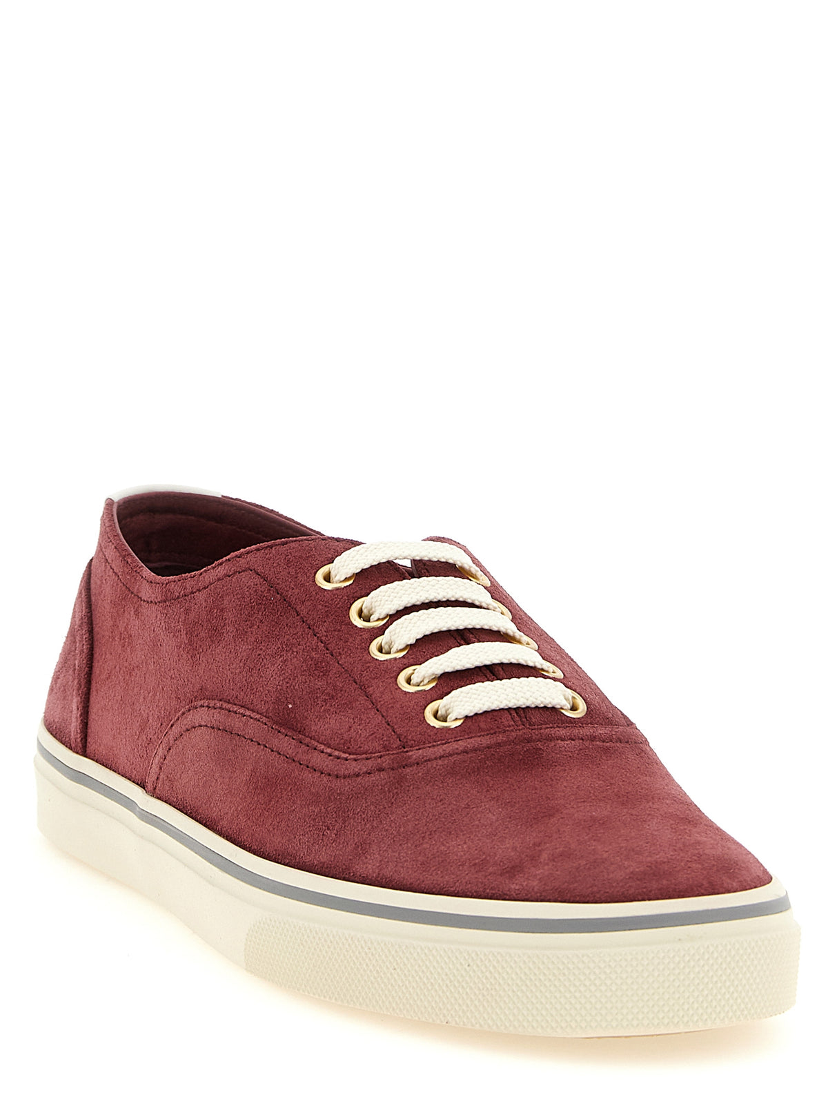 Brunello Cucinelli Bordeaux Calfskin Low Top Men's Sneakers
