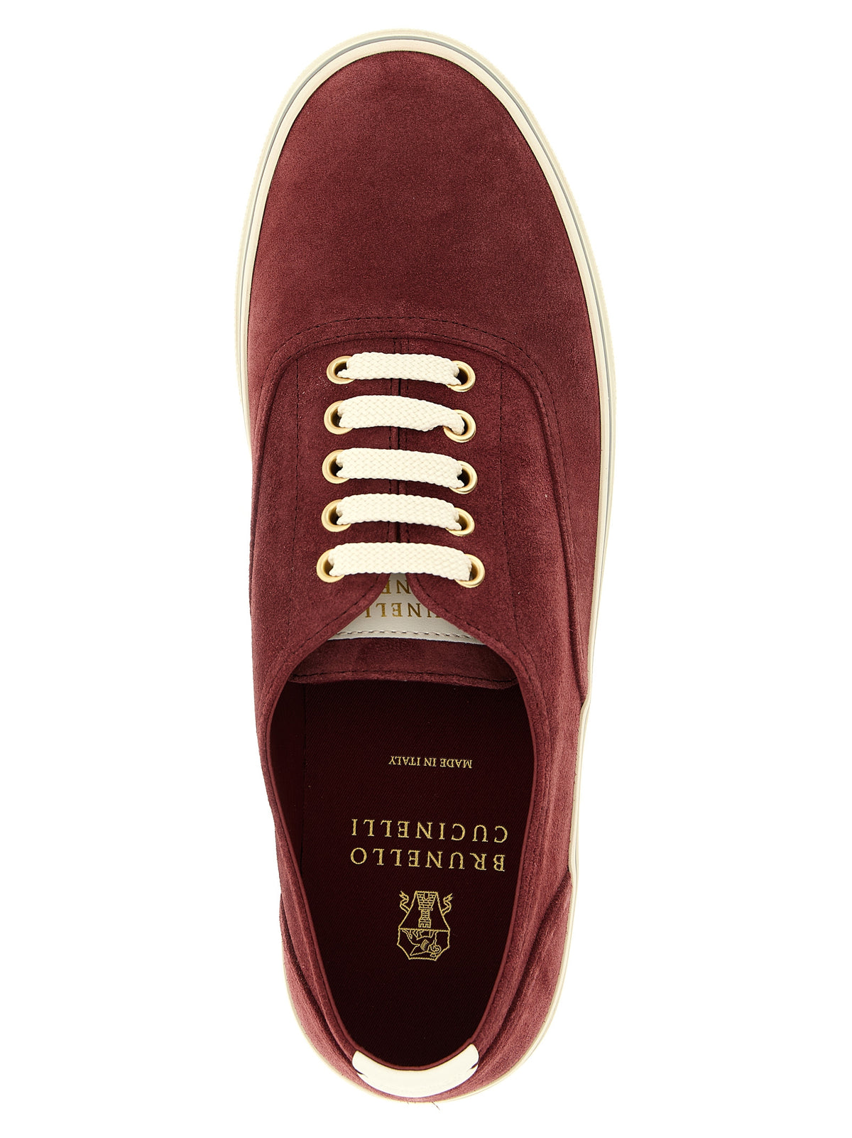 Brunello Cucinelli Bordeaux Calfskin Low Top Men's Sneakers