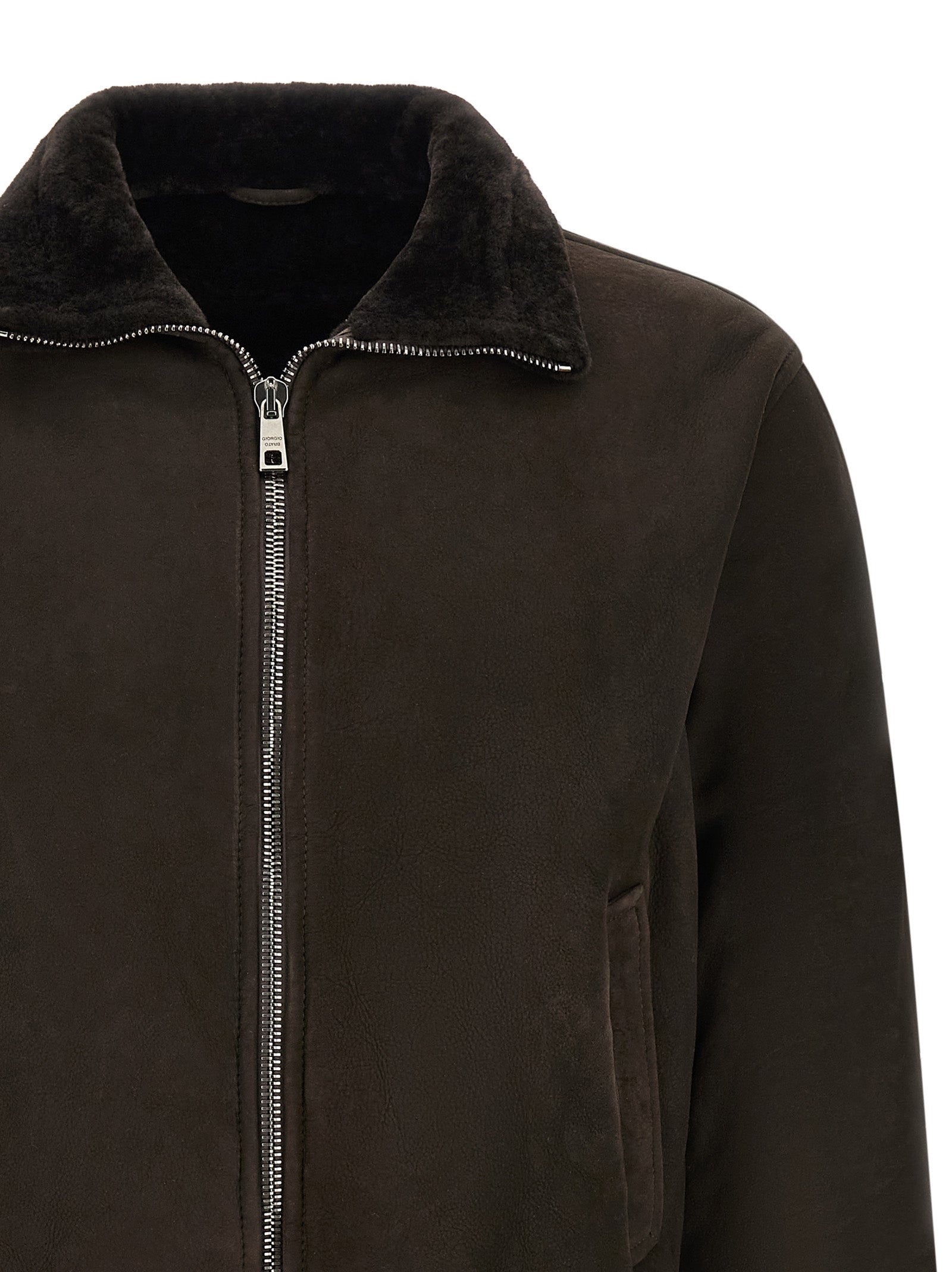 GIORGIO BRATO Brown Lamb Leather Leather Men's Jacket