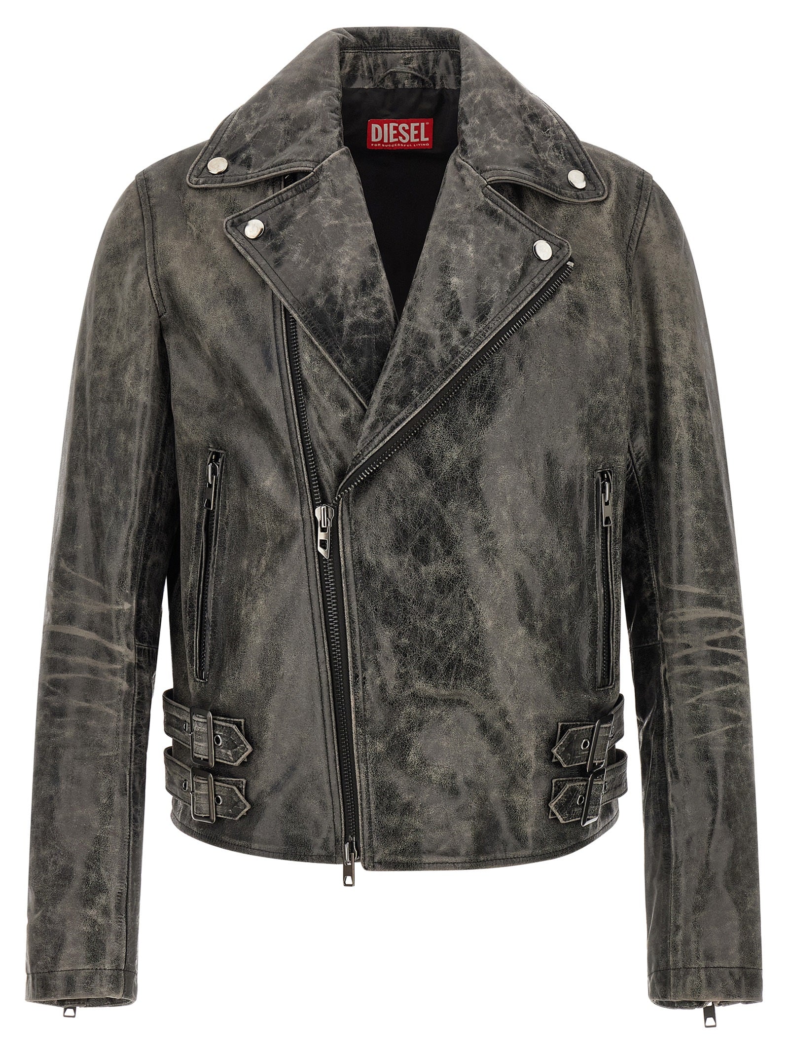 Diesel Gray Cowhide Leather Men's Jacket