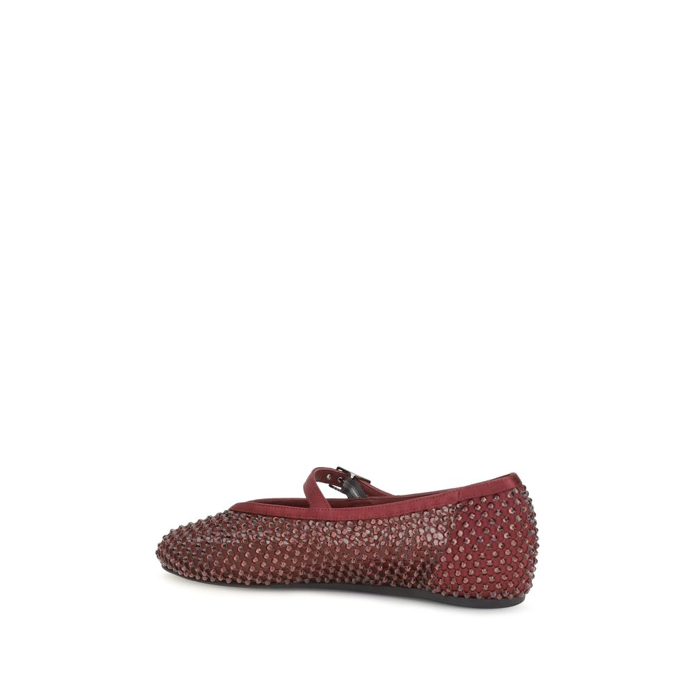 LE SILLA Bordeaux Calf Leather Bos Taurus Ballet Women's Flats