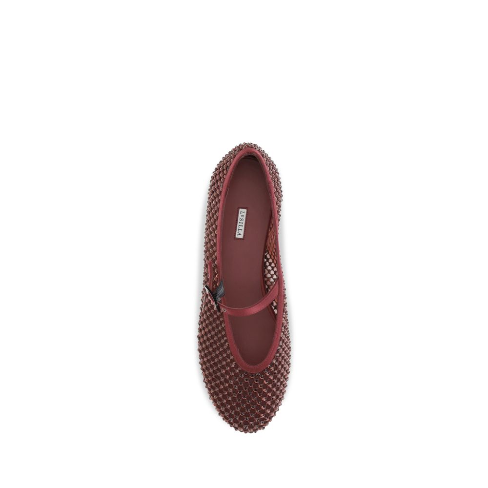 LE SILLA Bordeaux Calf Leather Bos Taurus Ballet Women's Flats