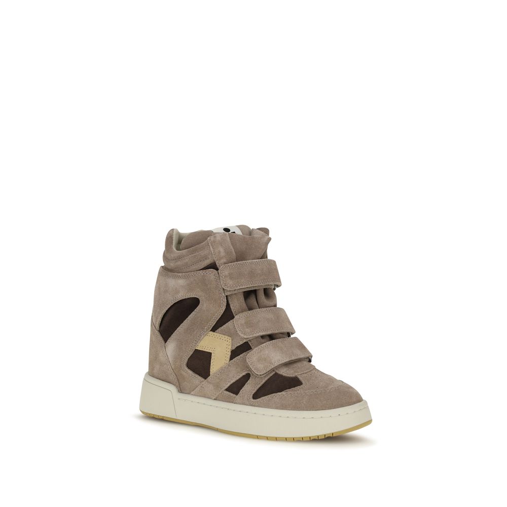 Isabel Marant Beige Calf Leather Bos Taurus High Top Women's Sneakers