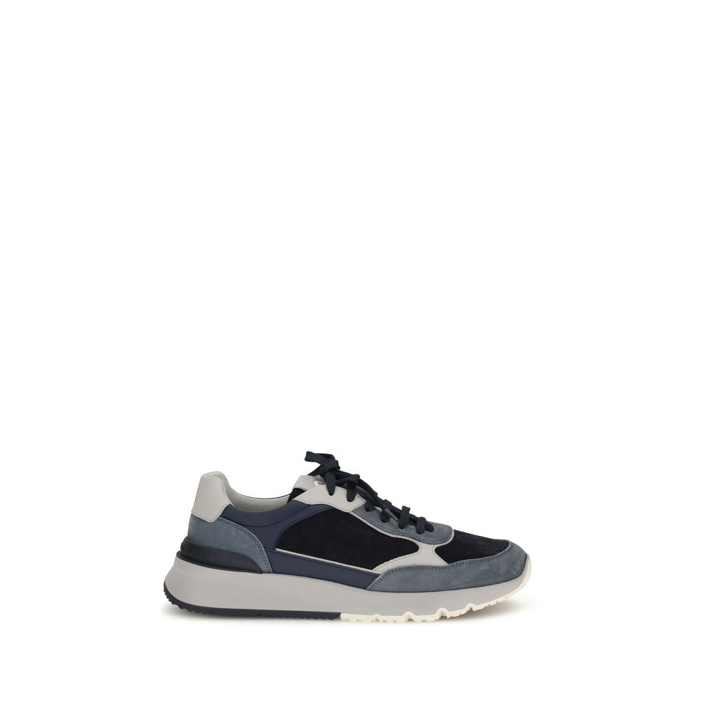 Brunello Cucinelli Blue Calf Leather Bos Taurus Athletic Men's Sneakers