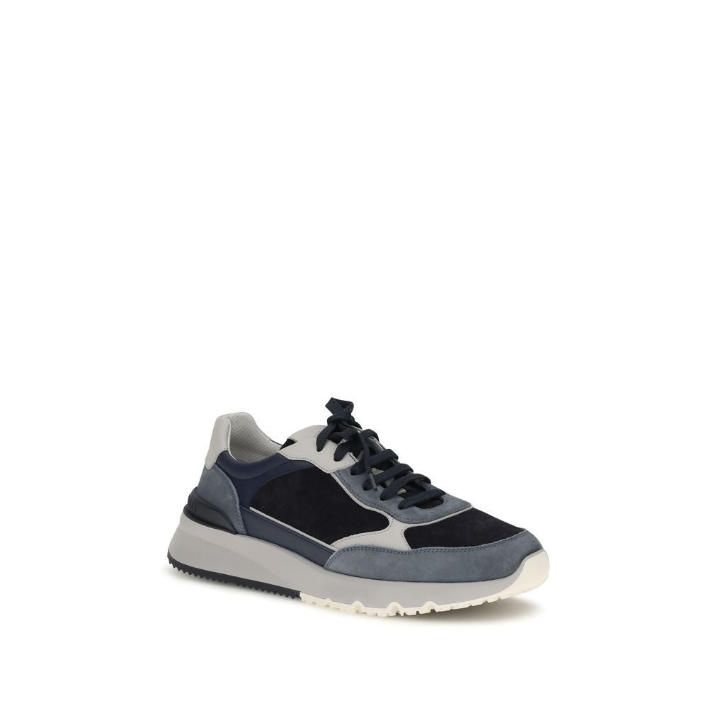 Brunello Cucinelli Blue Calf Leather Bos Taurus Athletic Men's Sneakers