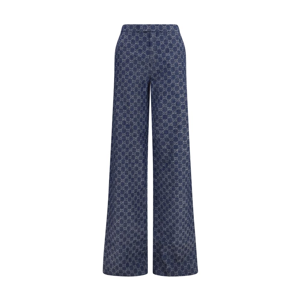 Gucci Blue Cotton Casual Women's Pants