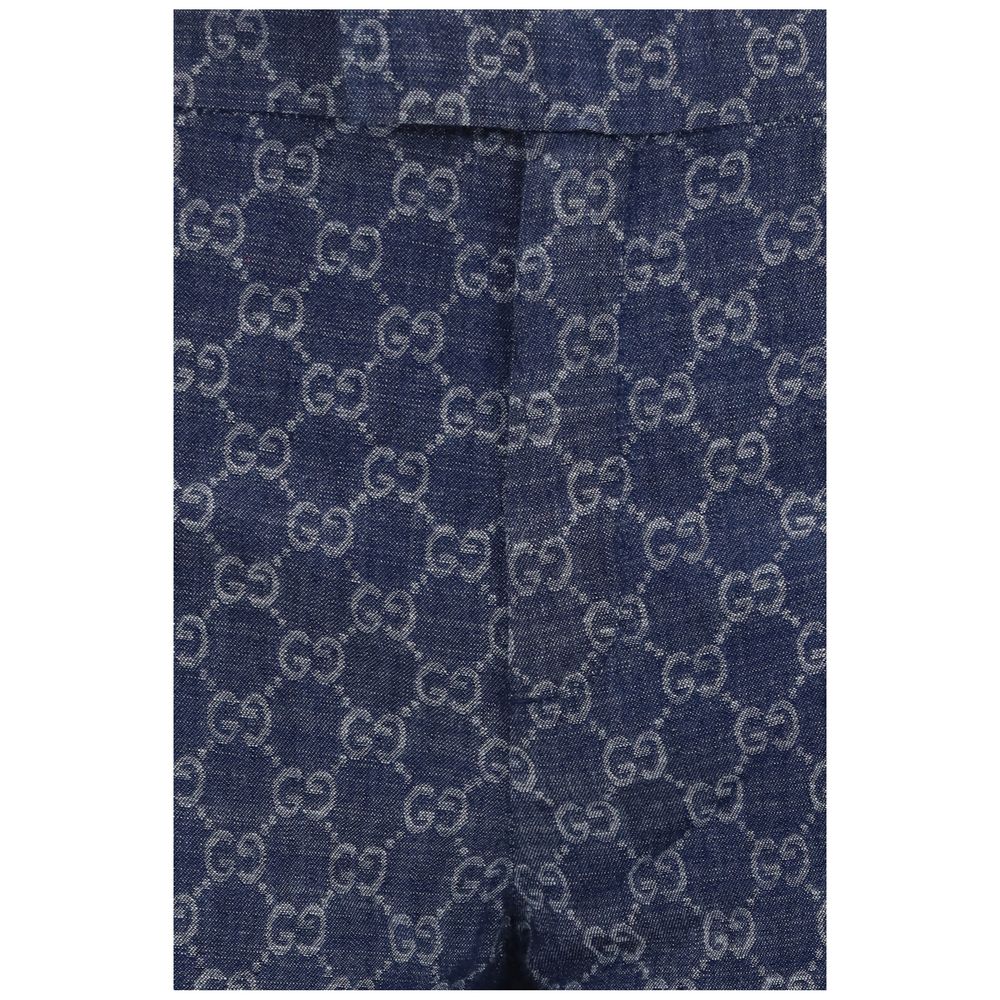 Gucci Blue Cotton Casual Women's Pants