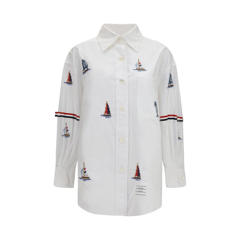 Thom Browne White Cotton Pattern Women's Shirt