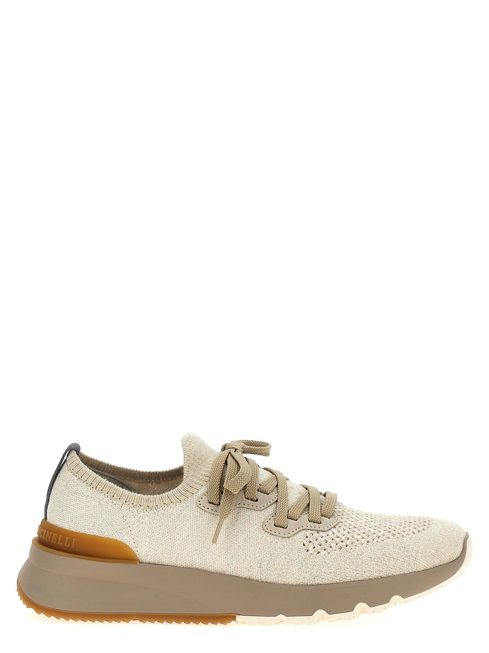 Brunello Cucinelli Beige Cotton Low Top Men's Sneakers