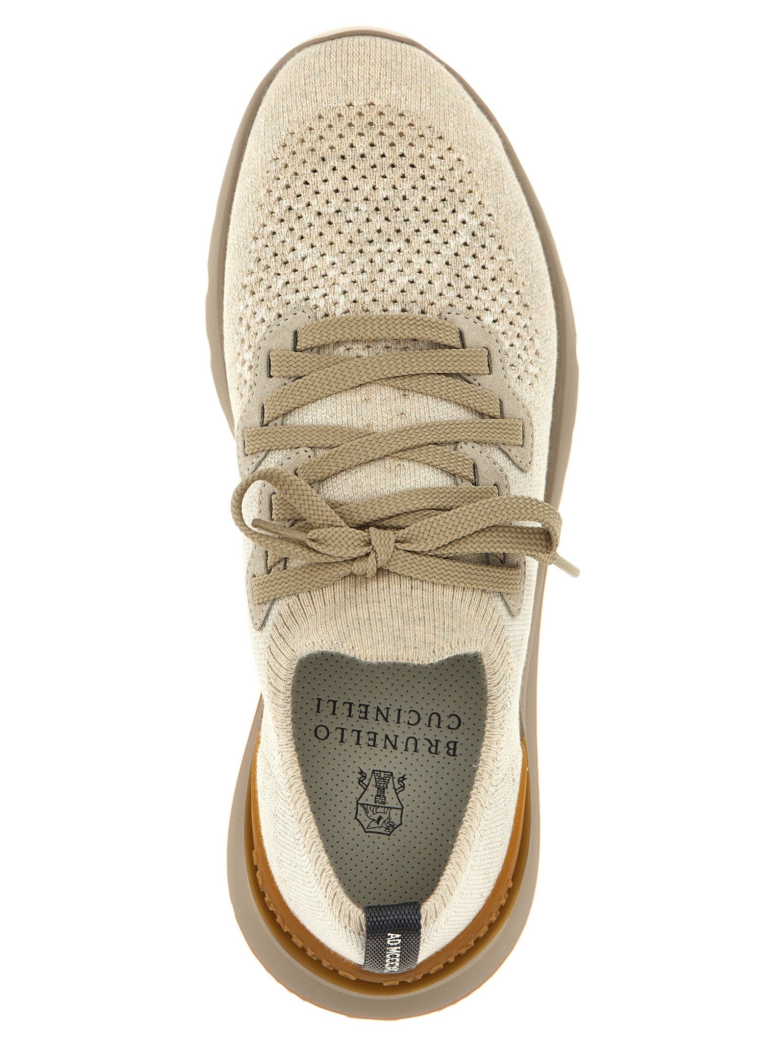 Brunello Cucinelli Beige Cotton Low Top Men's Sneakers