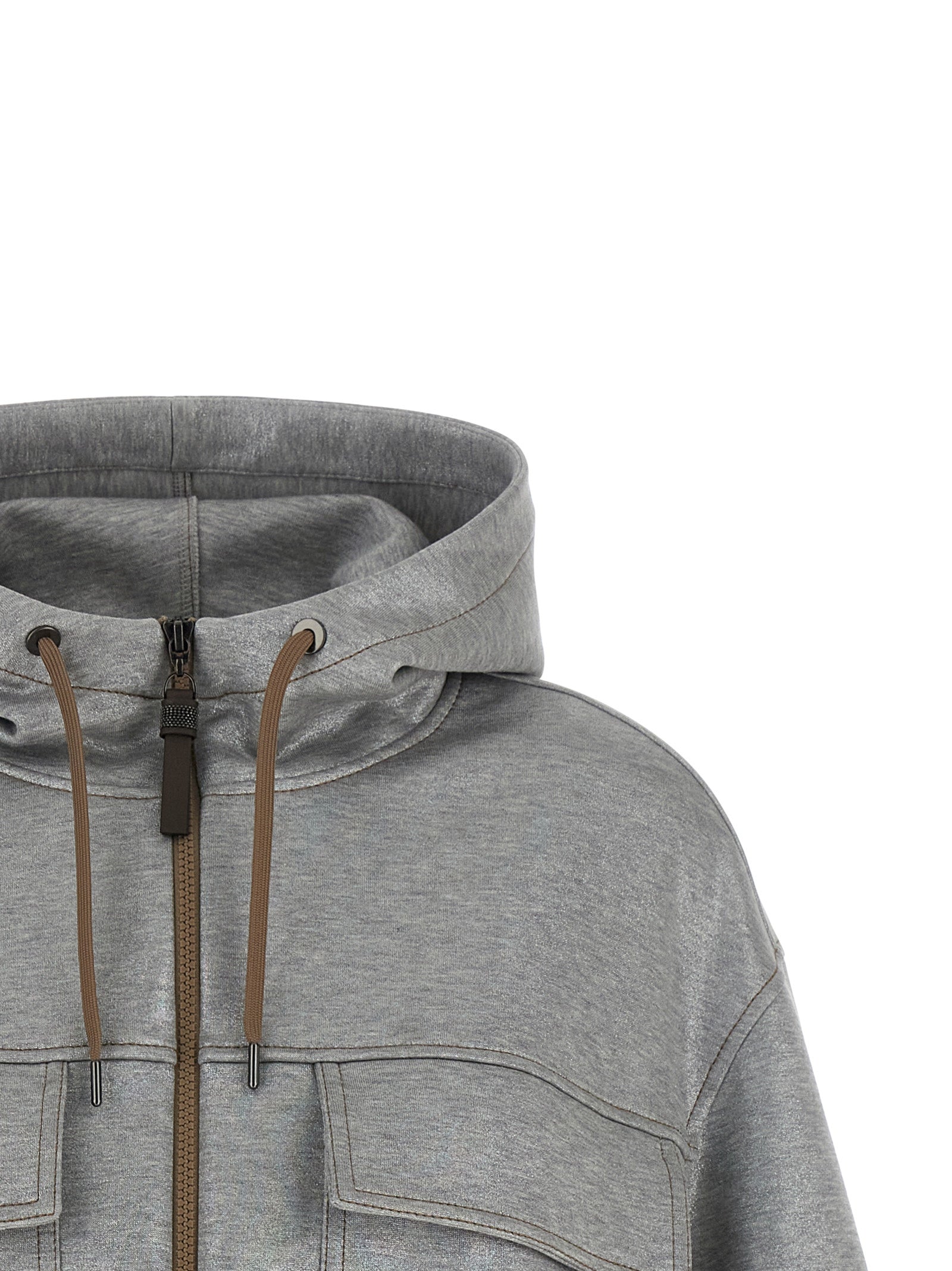 Brunello Cucinelli Silver Cotton Women's Bomber