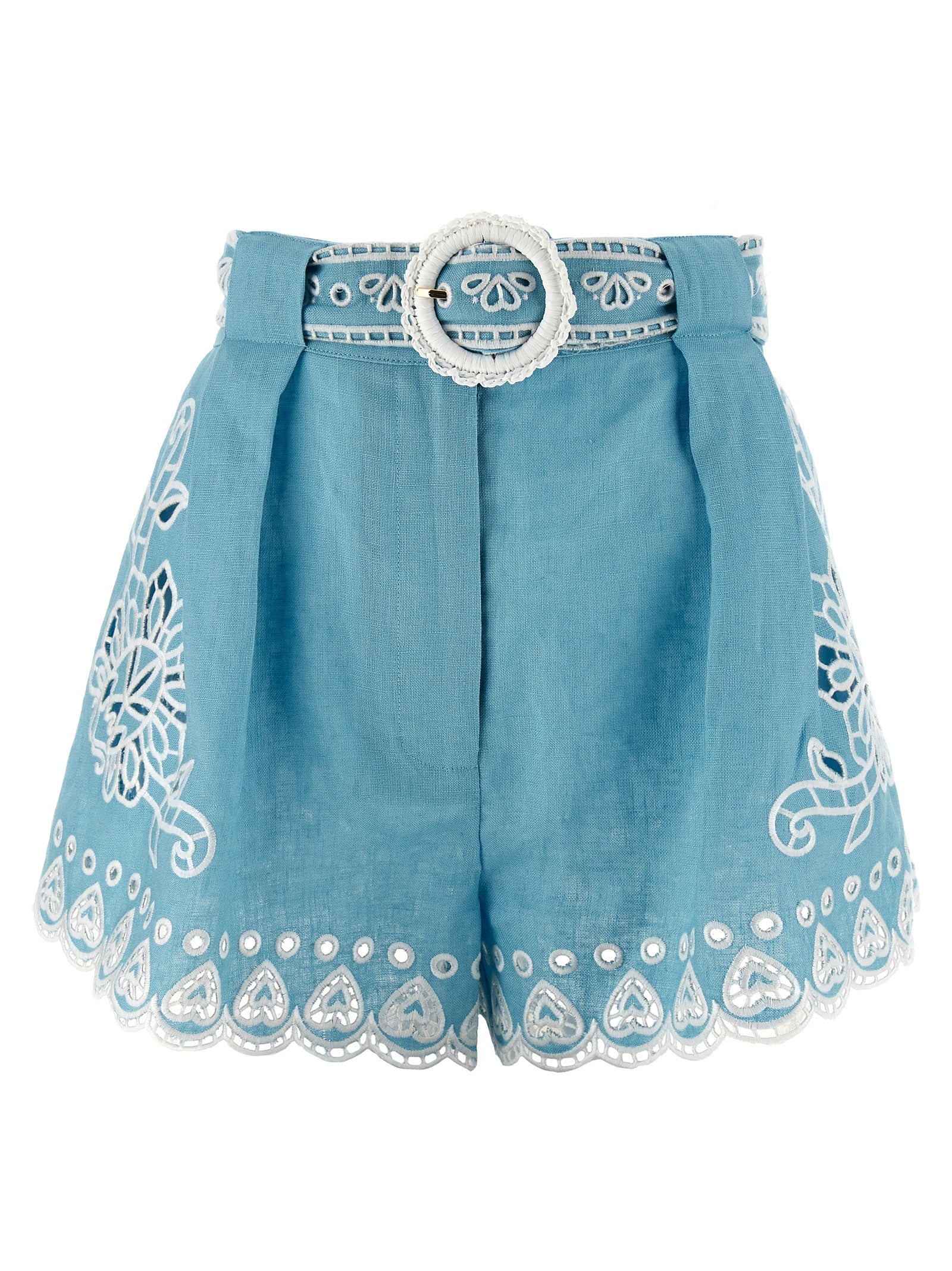 FARM RIO Blue Linen Bermuda Women's Shorts