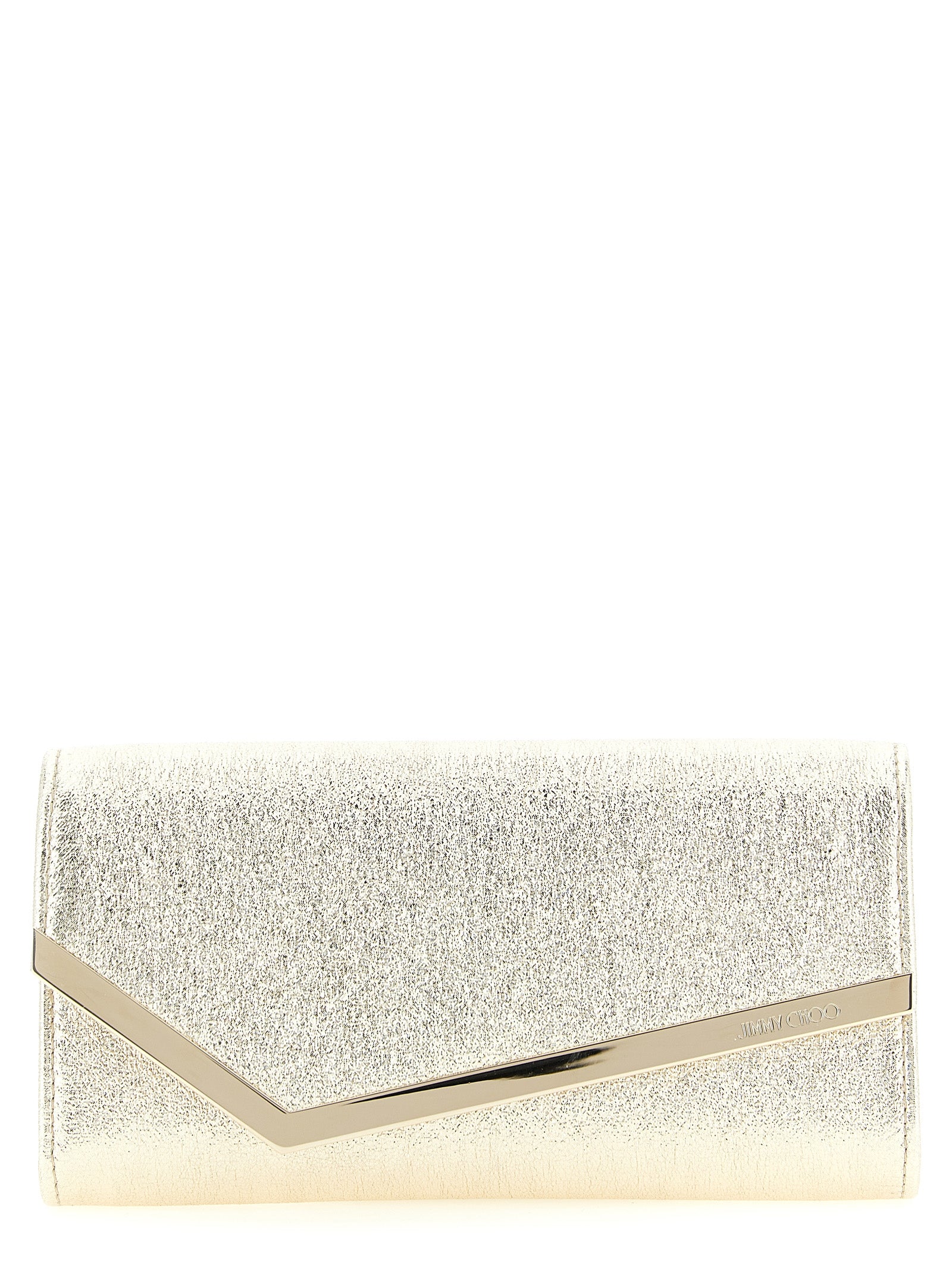 Jimmy Choo Gold Lamb Leather Clutch Women's Bag