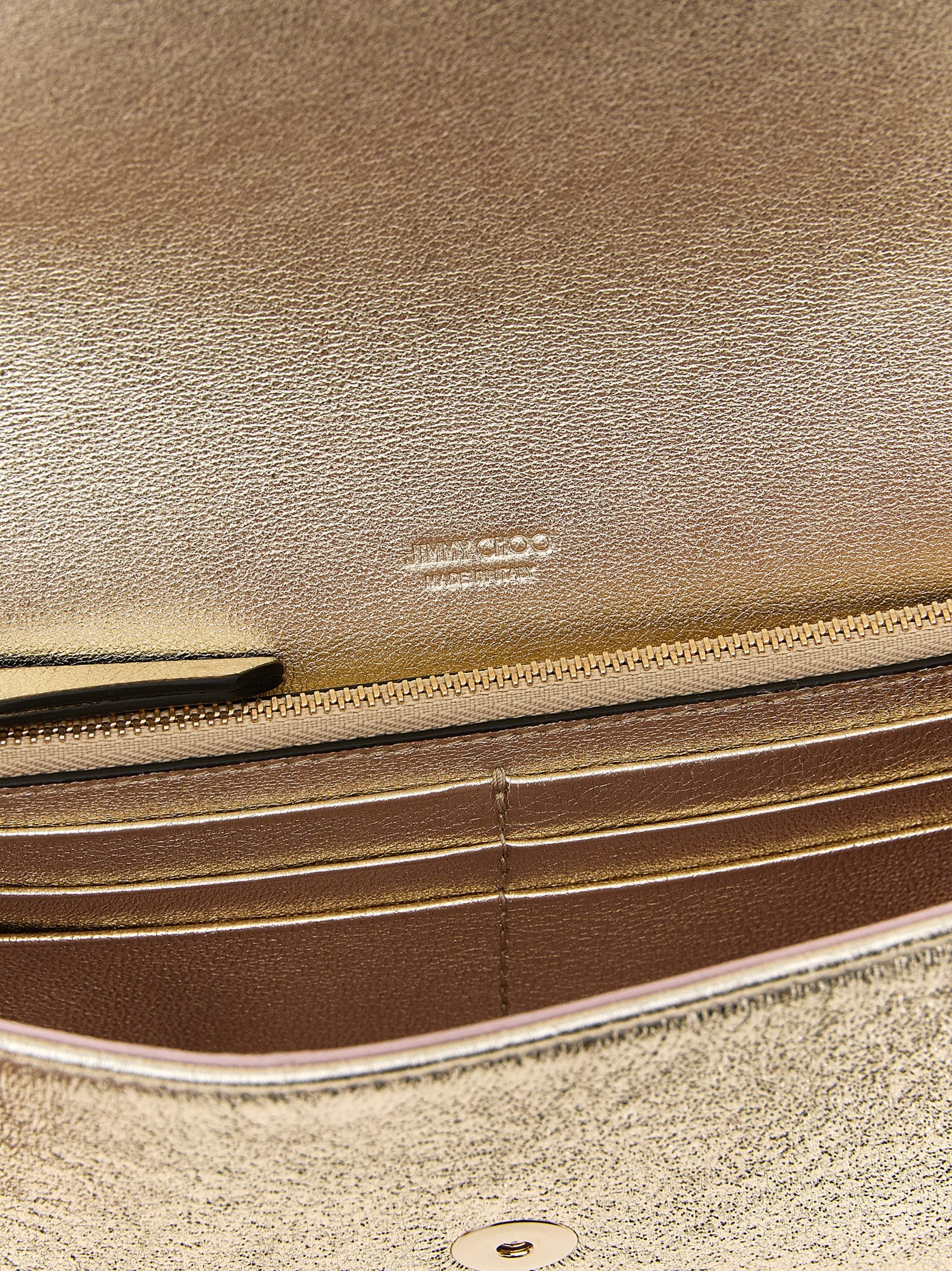 Jimmy Choo Gold Lamb Leather Clutch Women's Bag