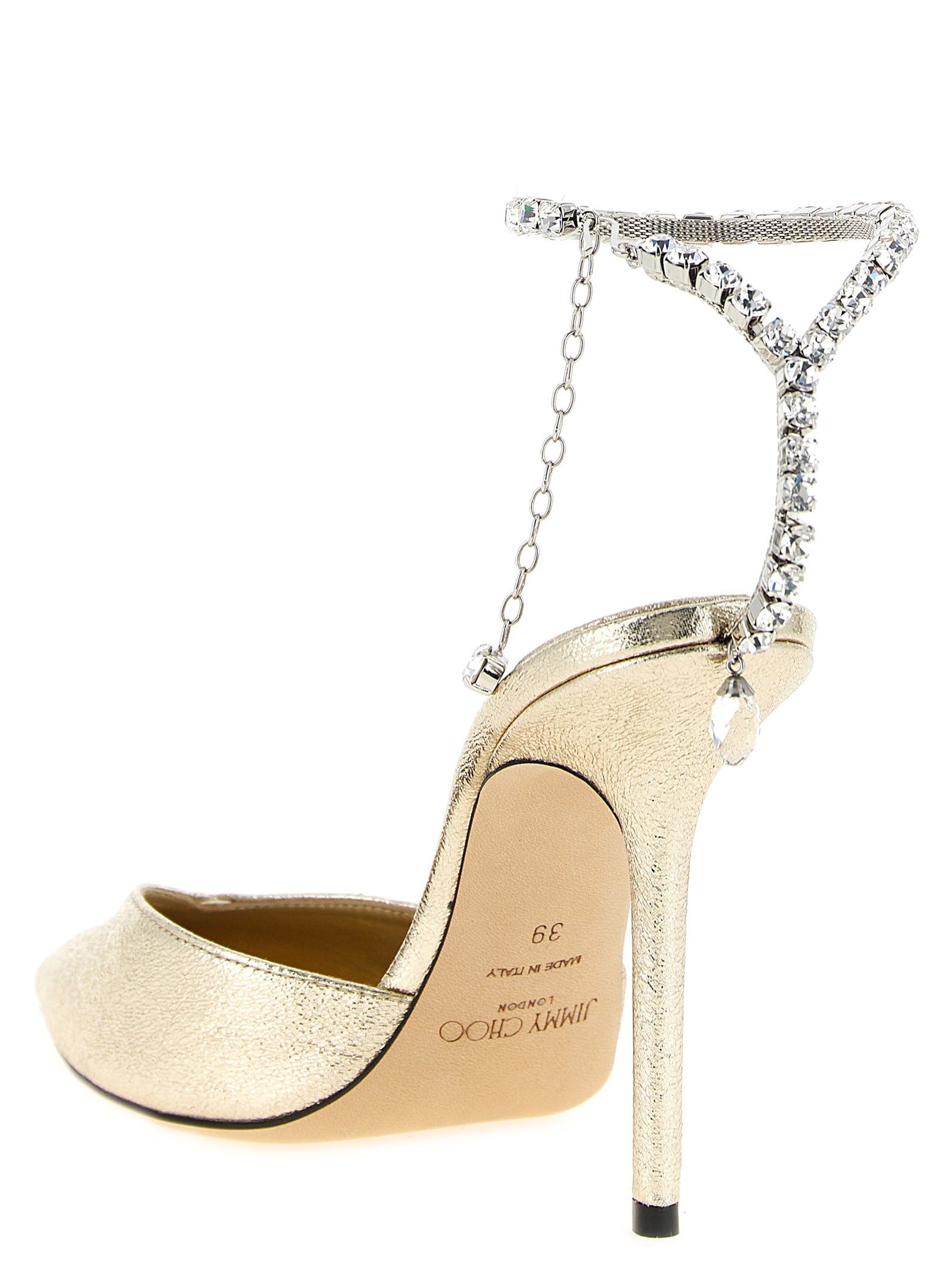 Jimmy Choo Gold Tencel High Heel Women's Pumps