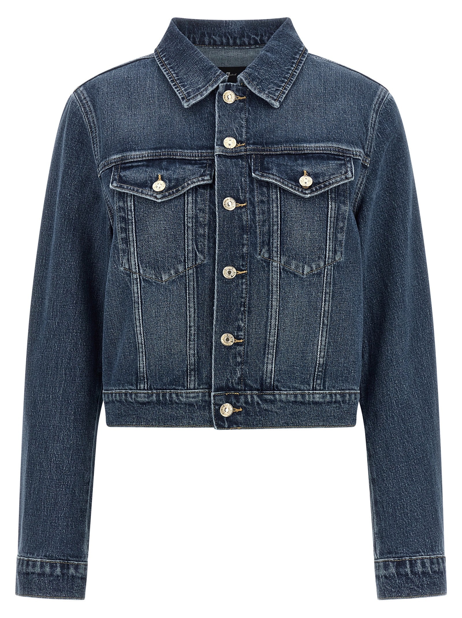 7 For All Mankind Blue Cotton Denim Women's Jacket