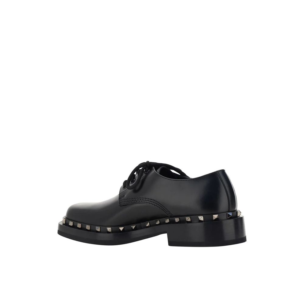 Valentino Garavani Black Calfskin Oxfords And Men's Derbies