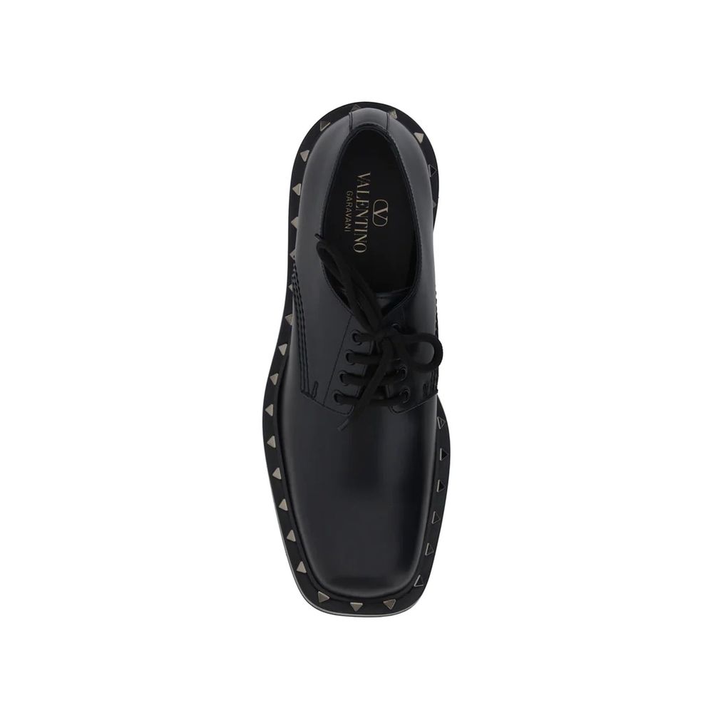 Valentino Garavani Black Calfskin Oxfords And Men's Derbies