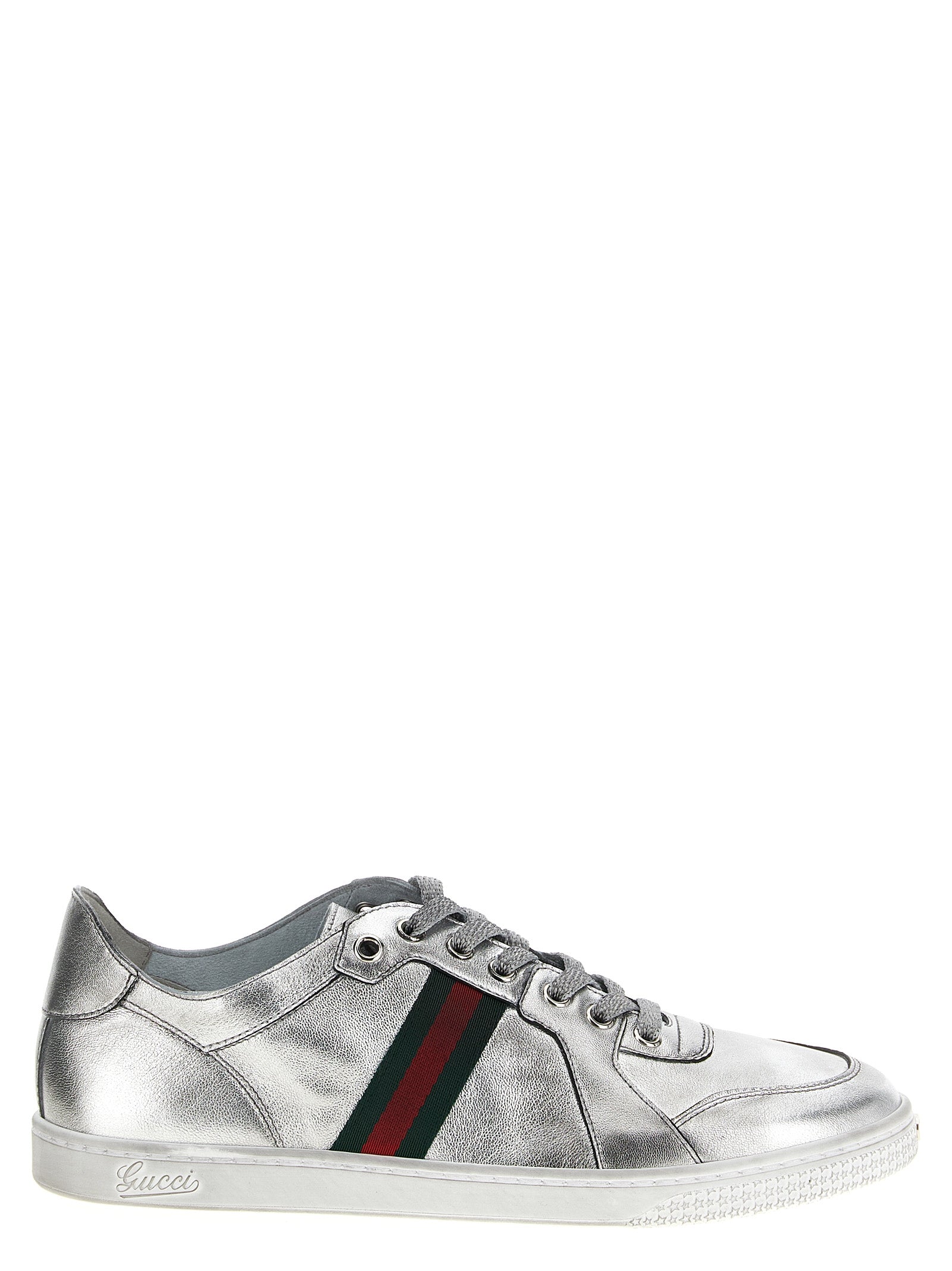 Gucci Silver Lamb Leather Athletic Women's Sneakers