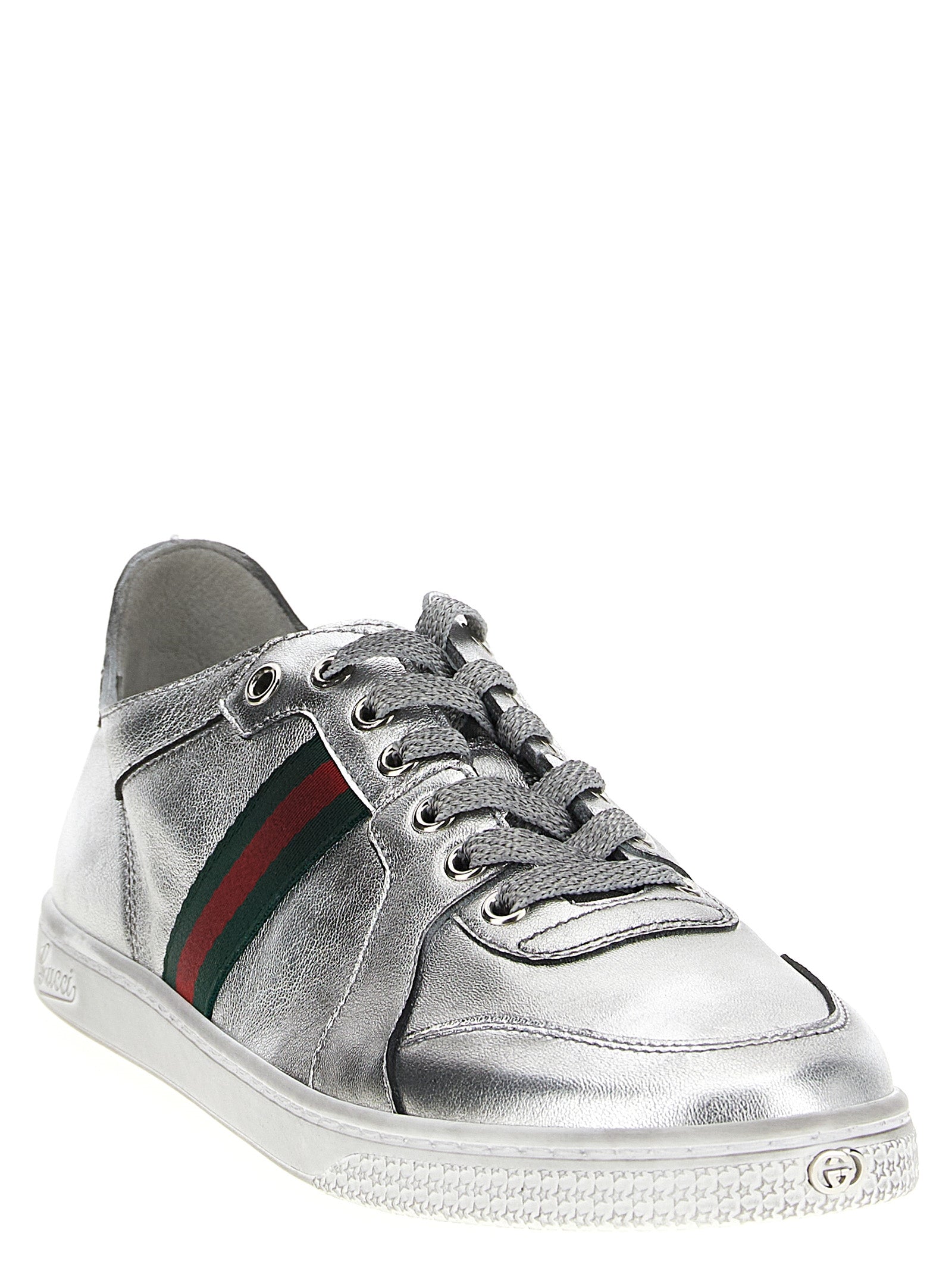 Gucci Silver Lamb Leather Athletic Women's Sneakers