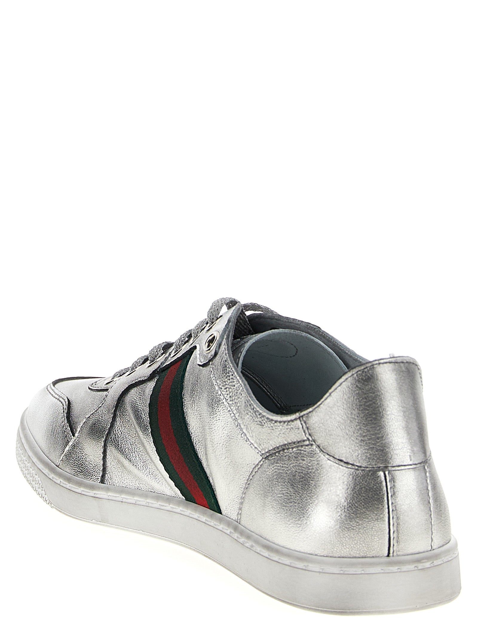 Gucci Silver Lamb Leather Athletic Women's Sneakers