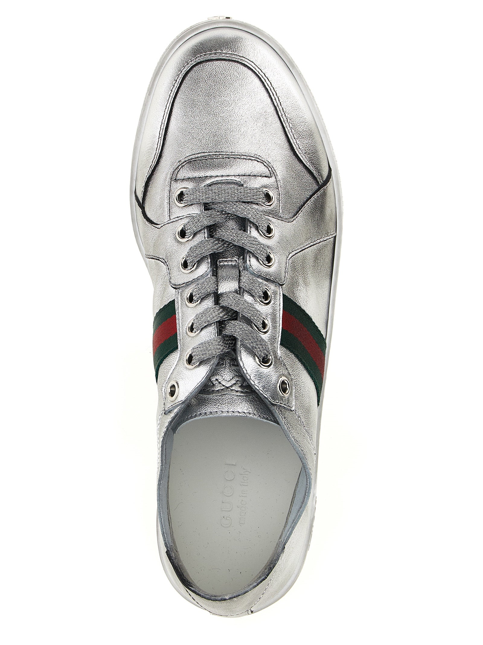 Gucci Silver Lamb Leather Athletic Women's Sneakers