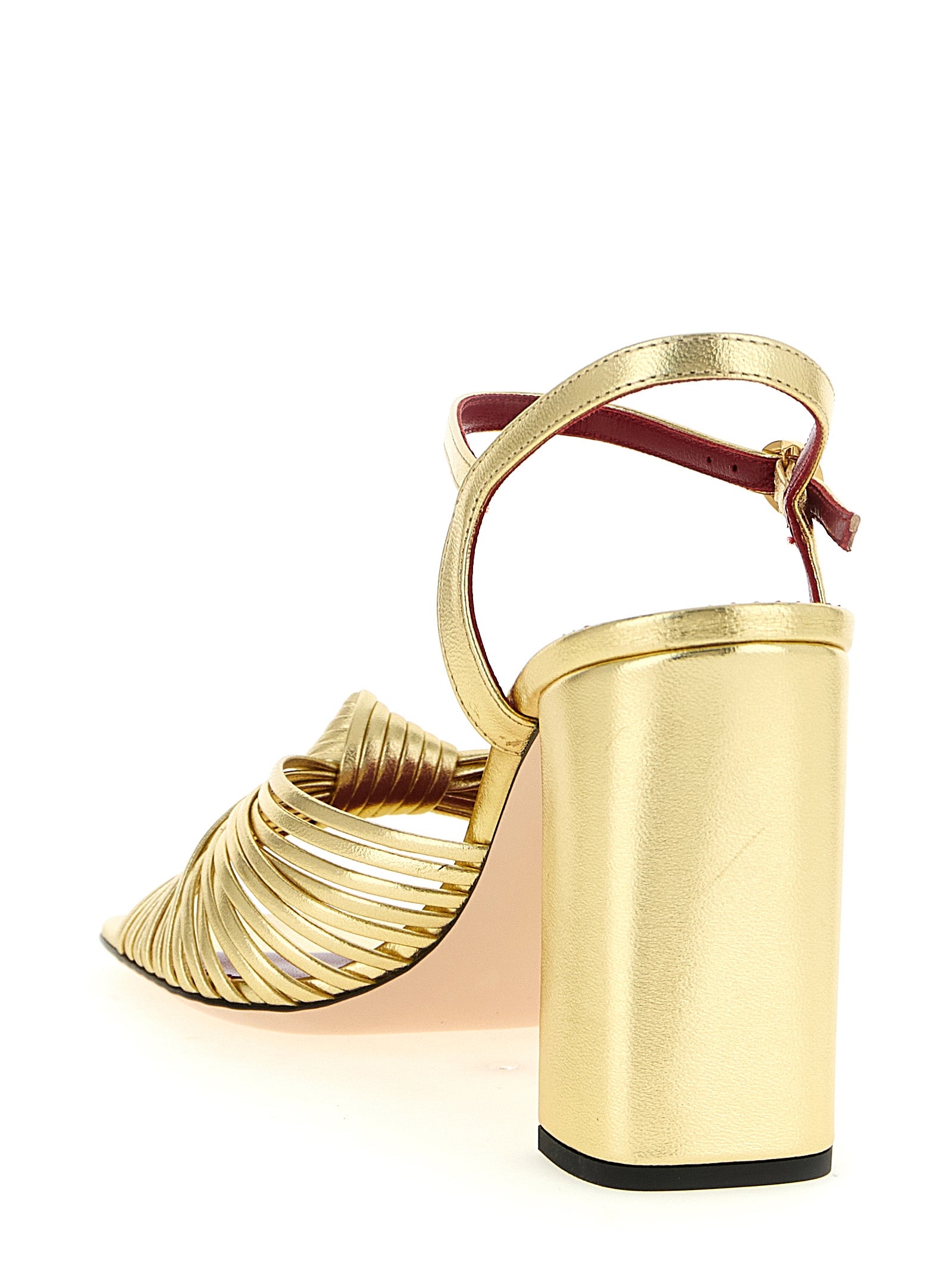 Valentino Garavani Gold Goatskin Stiletto Heel Women's Sandals