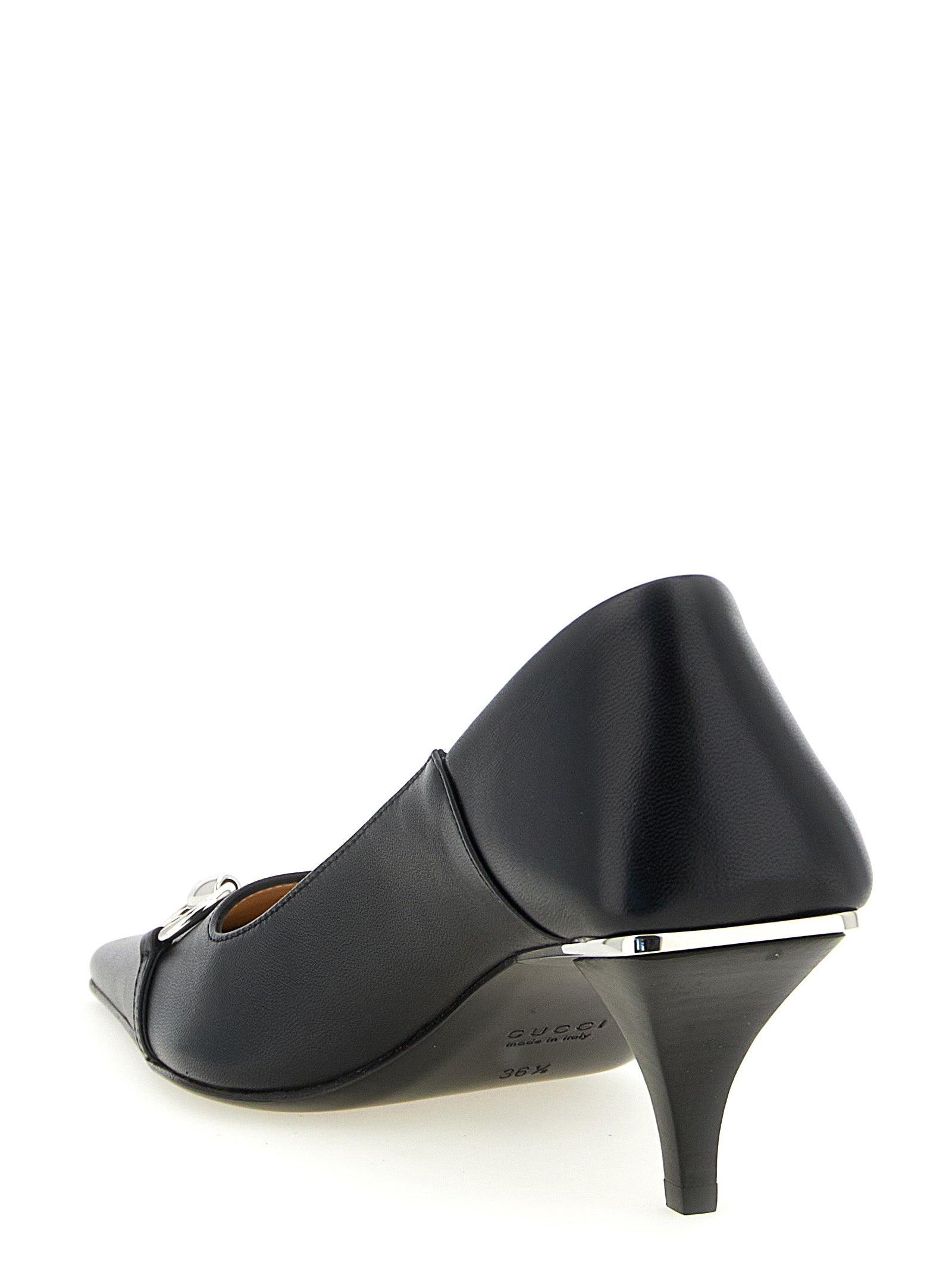 Gucci Black Lamb Leather Mid Heel Women's Pumps