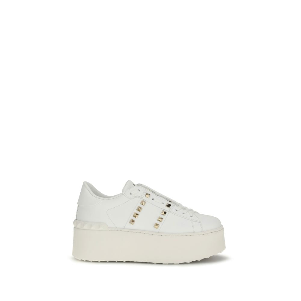 Valentino Garavani White Calf Leather Bos Taurus Platform Women's Sneakers