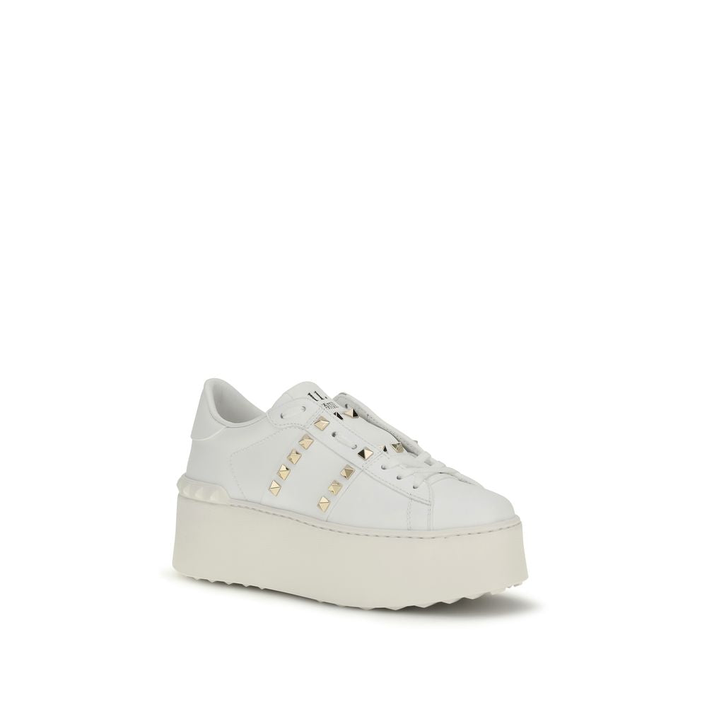 Valentino Garavani White Calf Leather Bos Taurus Platform Women's Sneakers