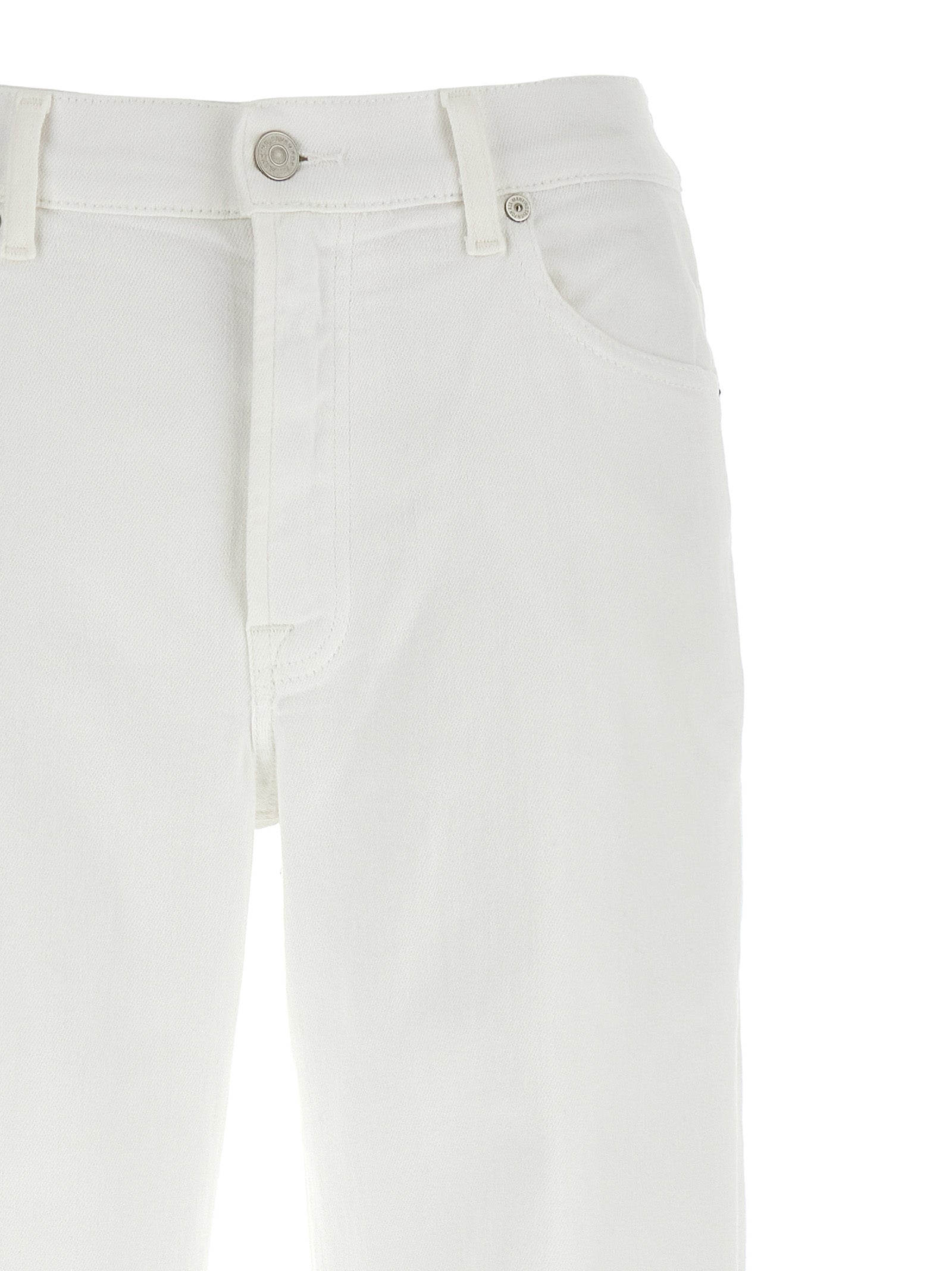 7 For All Mankind White Cotton Straight-Leg Women's Jeans