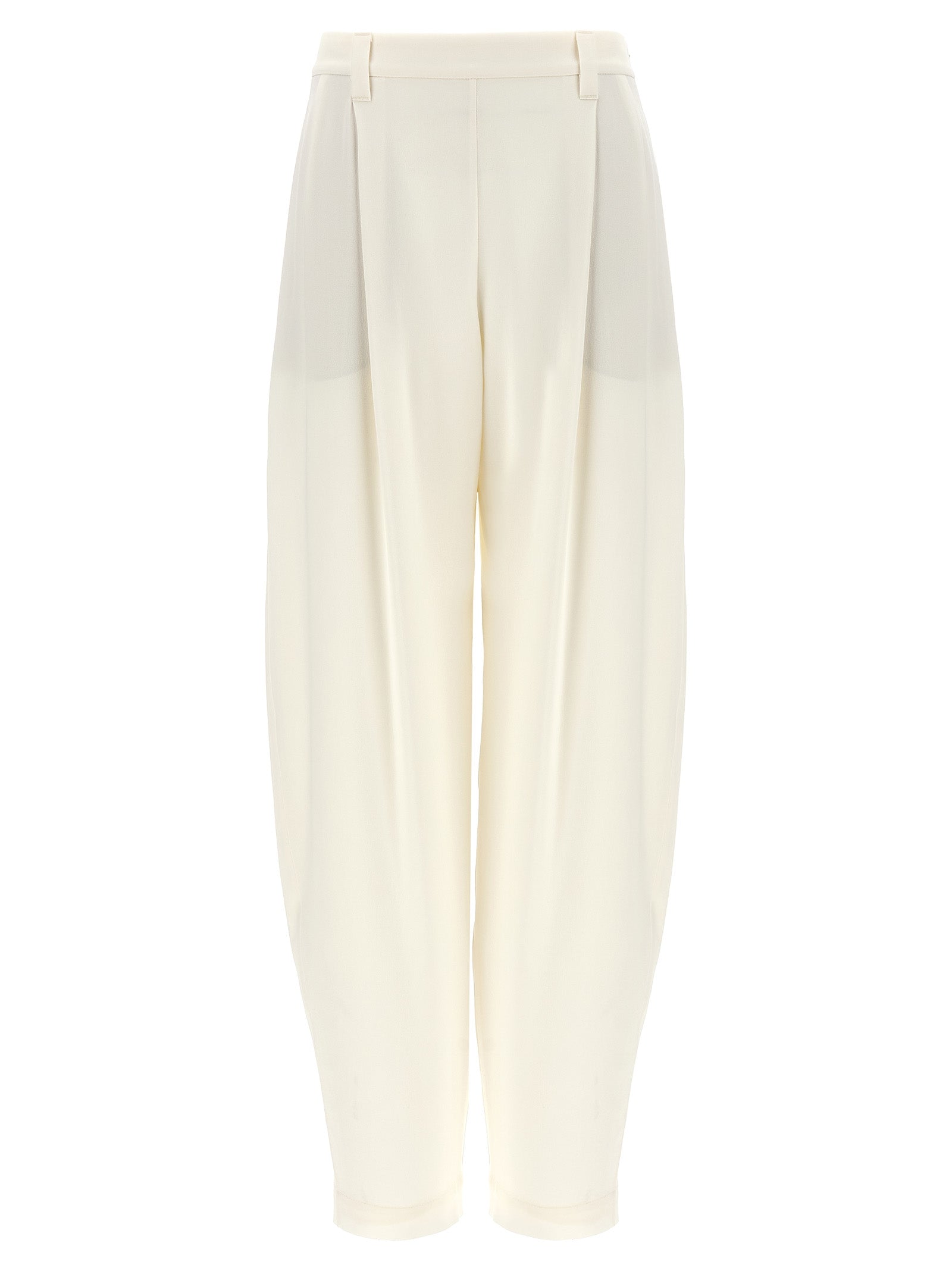 Brunello Cucinelli White Silk Casual Women's Pants
