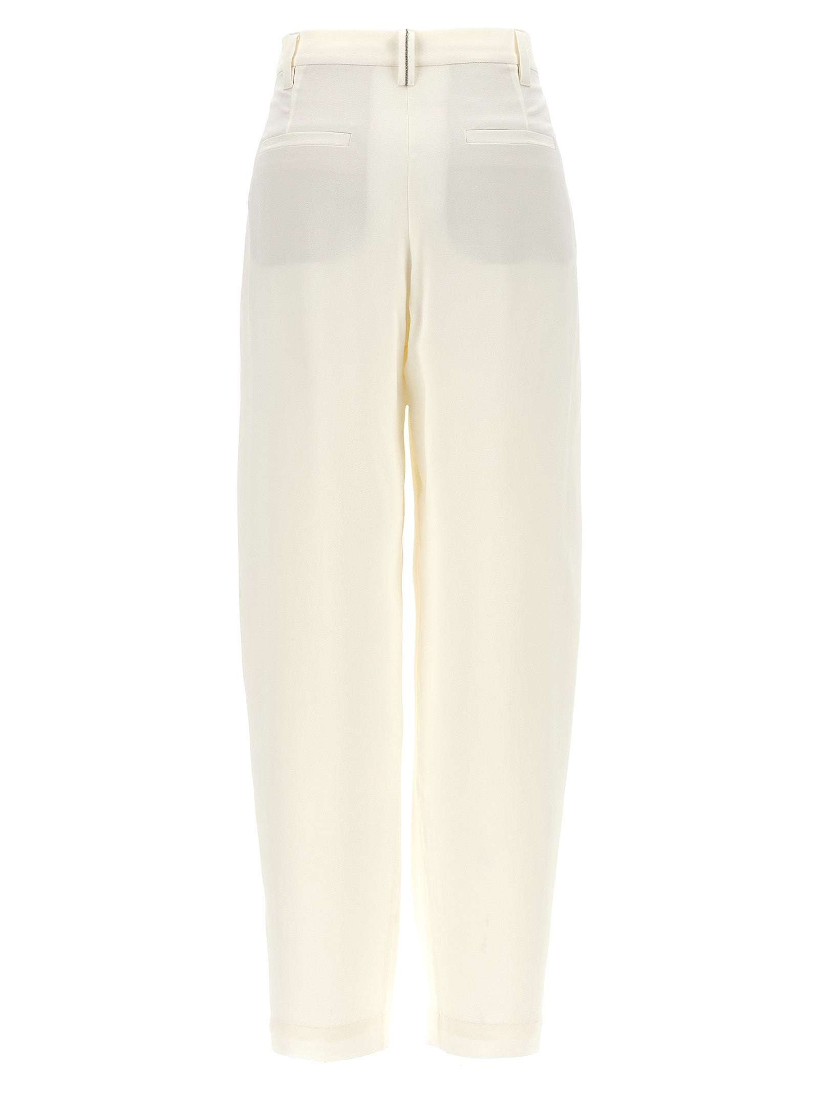 Brunello Cucinelli White Silk Casual Women's Pants
