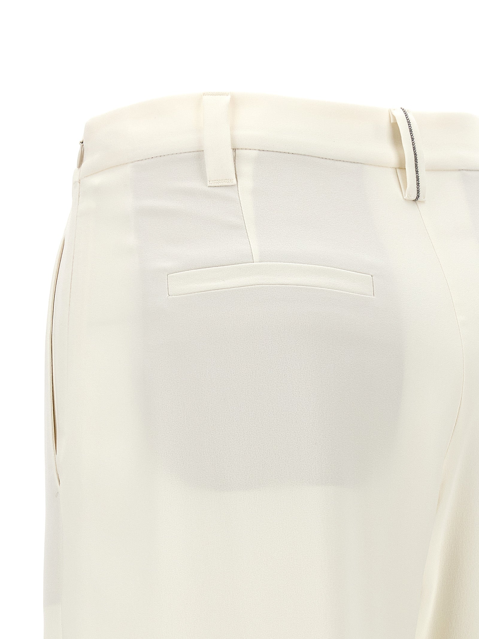 Brunello Cucinelli White Silk Casual Women's Pants